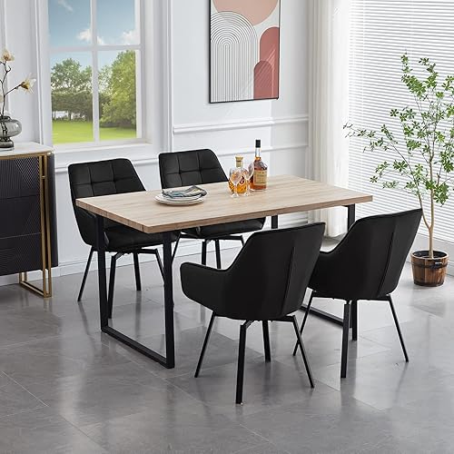 Miniatura 8 de CLIPOP Juego de 2 sillas giratorias modernas, sillas giratorias de comedor para cocina, sillas de comedor de terciopelo con brazo, patas de metal