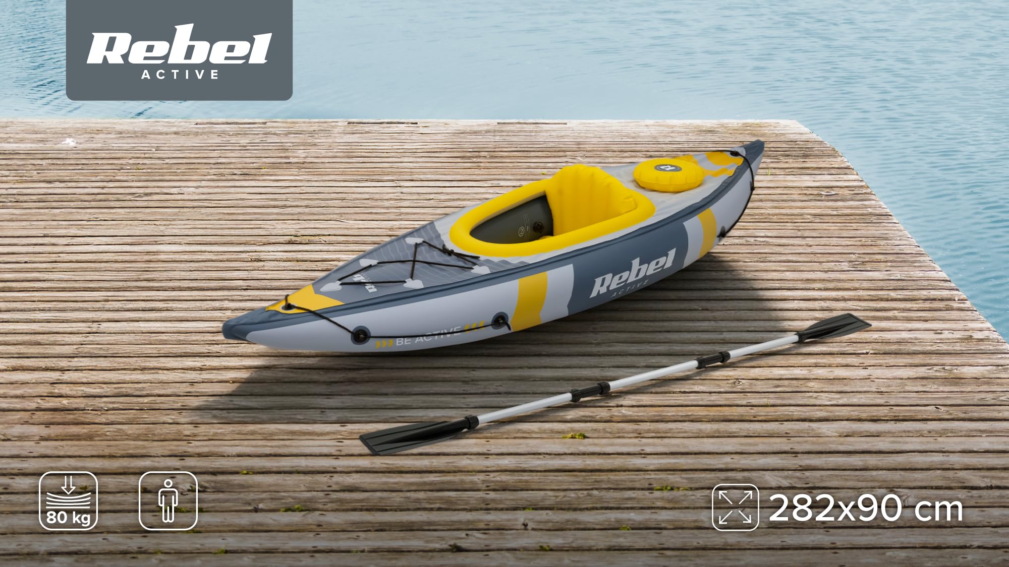 Rebel Electro Kayak Inflable 282x90 Paddle Bomba Asiento RBA-4515