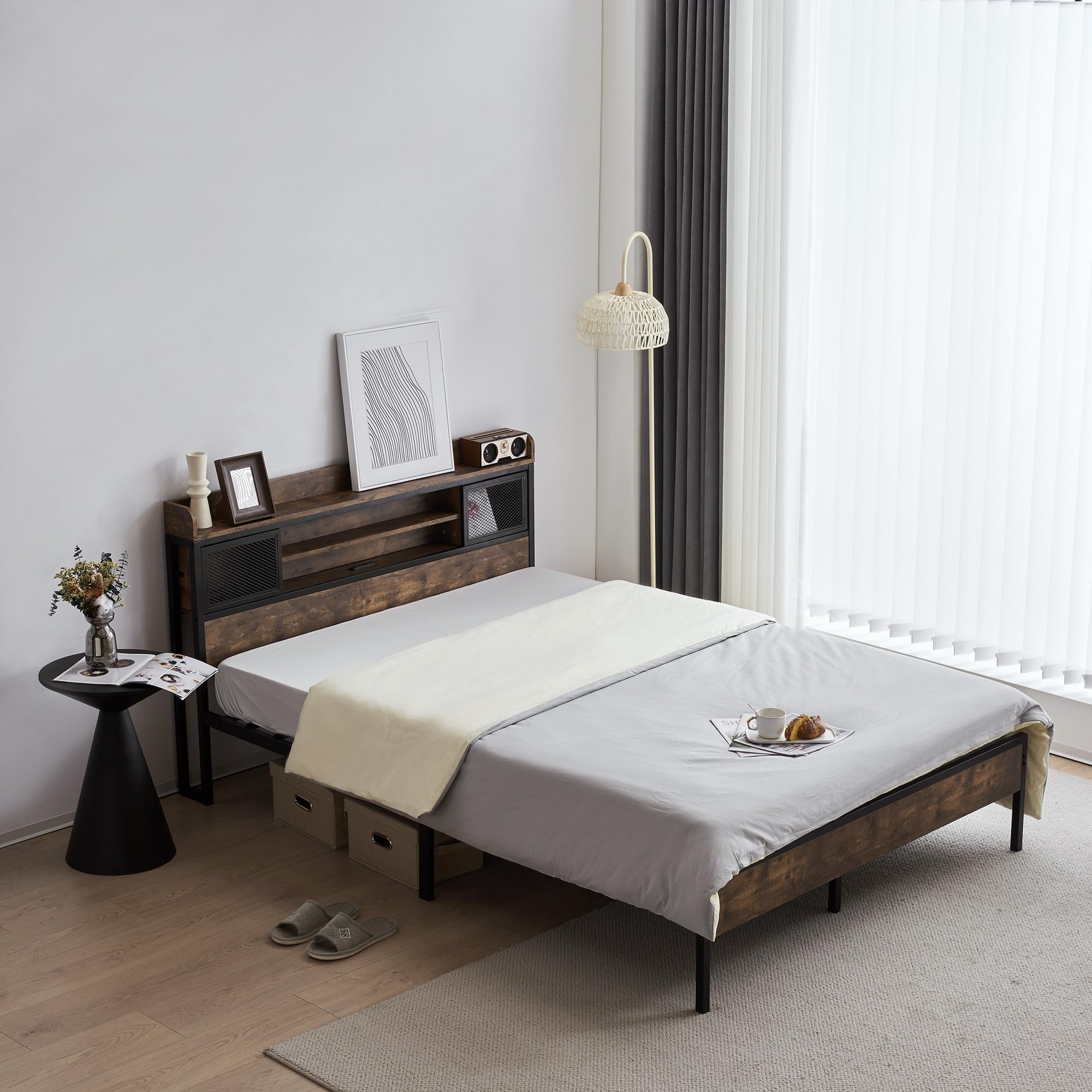 【10cm厚さマットレス付き】 セミダブルベッド コンセント付き 宮付き 木 10cm厚さマットレス付き】 セミダブルベッド コンセント付き 宮付き 木