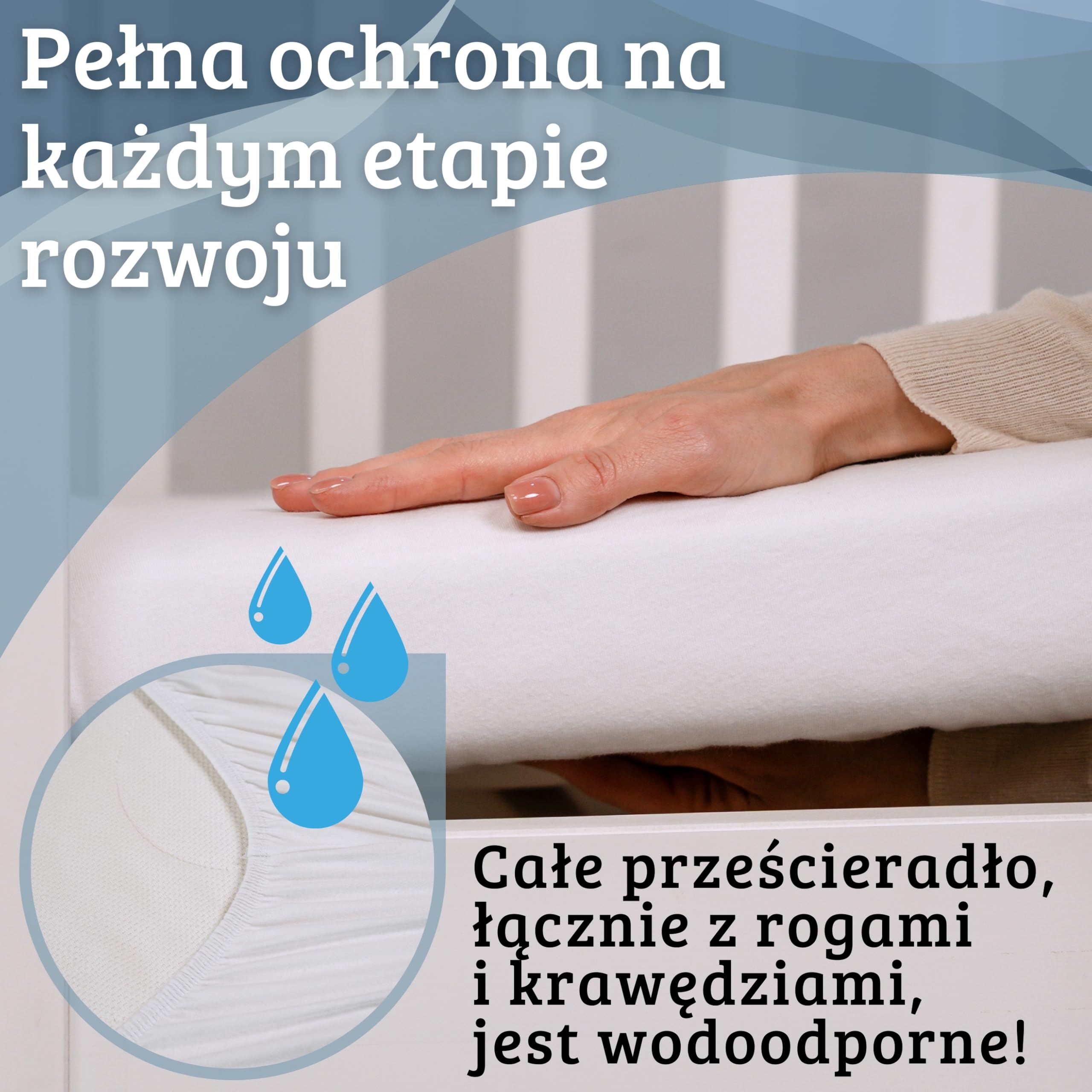 Bisoo Magic Sheet 60x120 Białe Prześcieradło z gumką do łóżeczka kojca | 2w1, Zastępuje Ochraniacz na Materac, Wodoodporne, Oddychające, Miękki Bawełniany Jersey Oeko-Tex