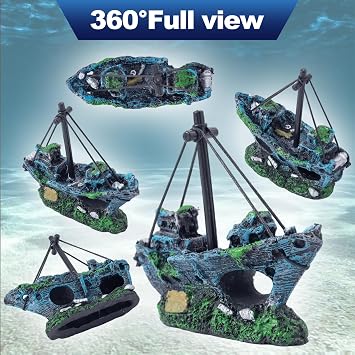 CousDUoBe 6 Pack Little Diver Floating Fish Tank Decoration,Mini Floating Submarine Aquarium Plants Sunken Ship Decoration Safe Resin Fish Tank Decor for Betta, Shrimp (5.3 x 2.5 x 4.5 inches)