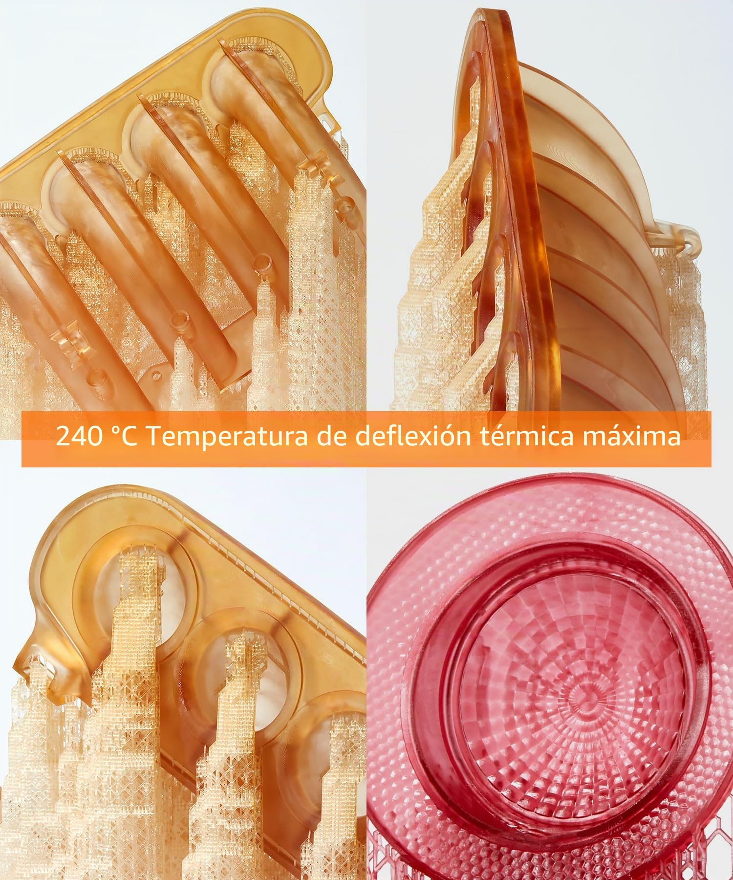 SuperHDT Resina para impresora 3D, temperatura más alta de desviación del calor 240°C, Fabricada en Corea por 3DMaterials (500g, Ámbar)
