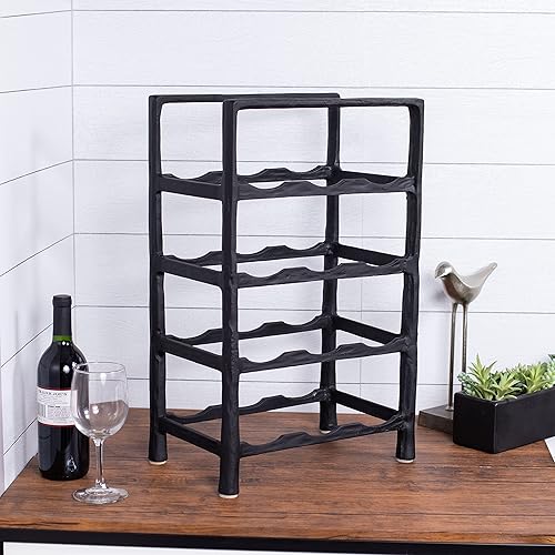Miniatura 4 de BIRDROCK HOME Estante para vino para 12 botellas - Soporte independiente - Encimera de cocina - Metal forjado negro - Gabinete de almacenamiento
