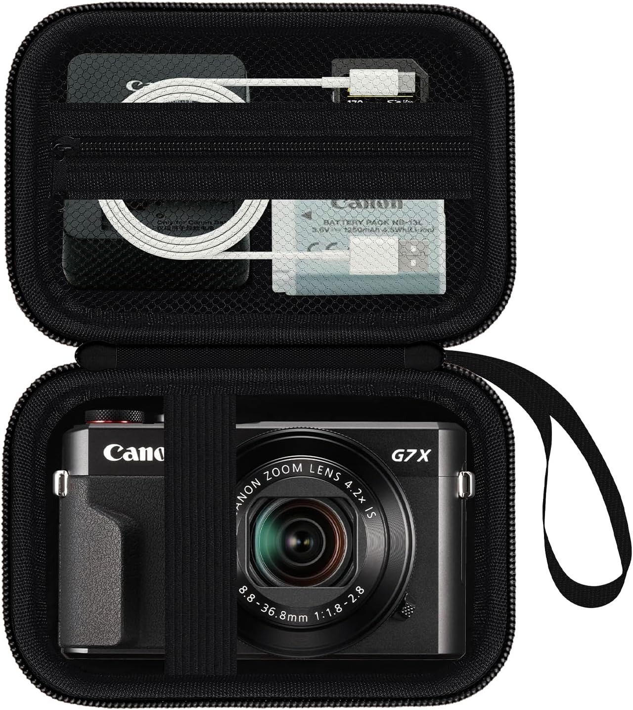 Camera Case for Canon PowerShot G7X Mark III/ G7 X Mark II/ SX740 hs Digital Camera, 4K Vlogging Camera Protective Cover Hard Travel Storage Bag, Mesh Pocket fits Cable, Batteries, Black