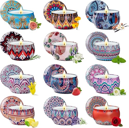 Miniatura 7 de KaGrbves Juego de 24 velas perfumadas de cera de soja para aromaterapia para el hogar, regalo de cumpleaños para mujeres, bodas, baby shower o