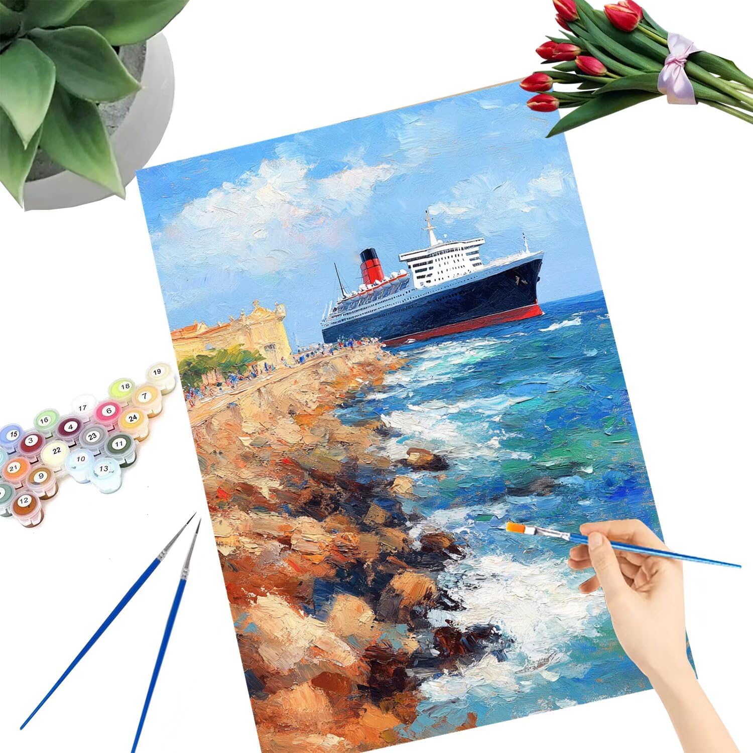 Pintar por Numeros Adultos pintar por numeros niños manualidades niños 10 años, DIY Pintar por Números de Pincel y Pintura acrílica Decoraciones para el Hogar Manualidades, sin Marco 60x80cm C-106