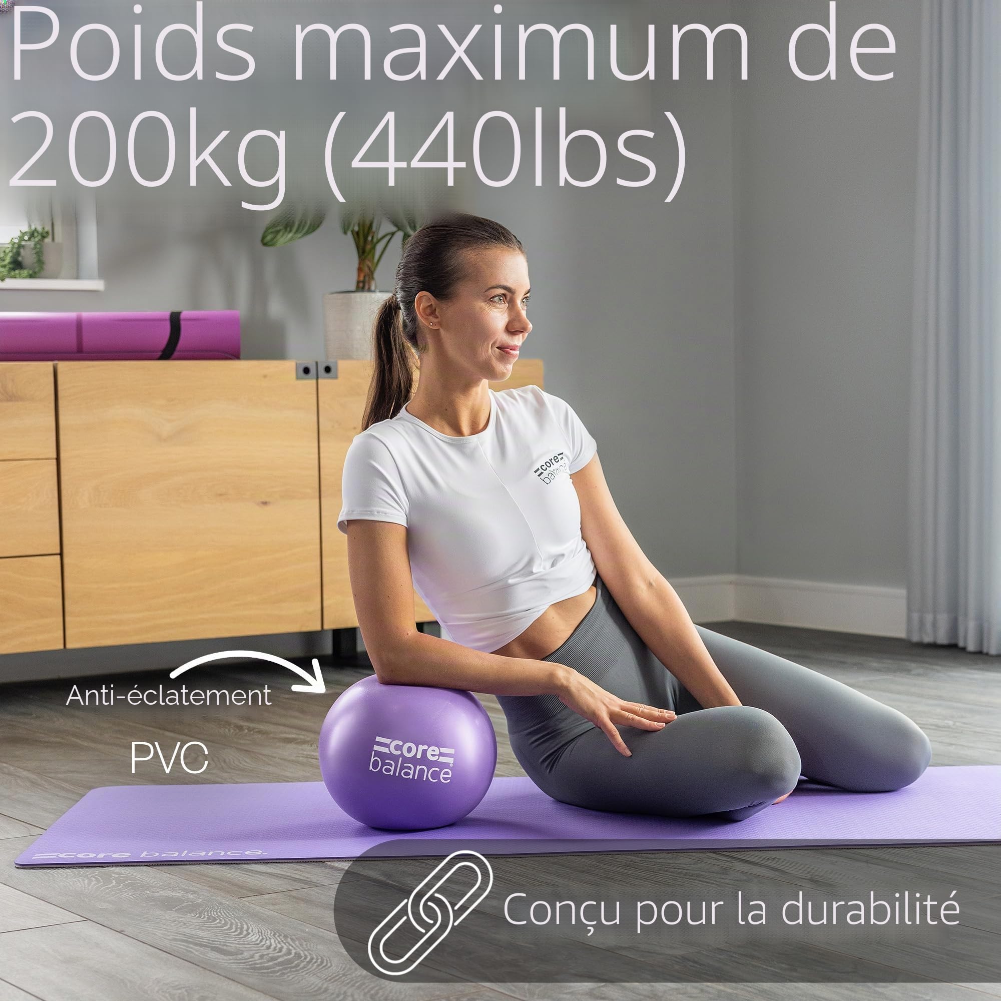 Core Balance Petit Ballon Exercices de Pilates 23 cm Antidérapant/Anti-Éclatement - Entraînement Physique Yoga, Fitness, Physiothérapie - Tube de Gonflage et Outil/Poids Max 200kg /4 Jolies Couleurs
