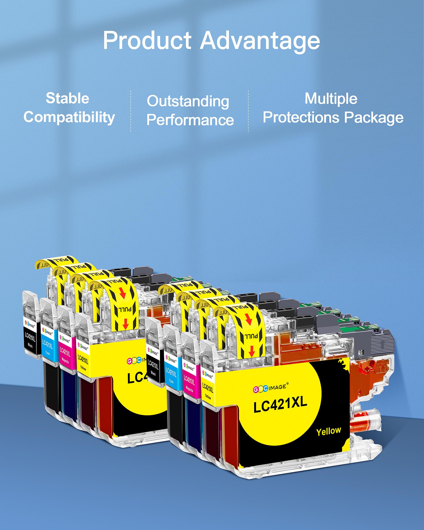 GPC Image 8-Pack LC421XL Cartucce Compatibili per Brother LC421 XL LC-421XL Multipack per DCP-J1050DW DCP-J1140DW DCP-J1800DW MFC-J1010DW (2 Nero, 2 Ciano, 2 Magenta, 2 Giallo)
