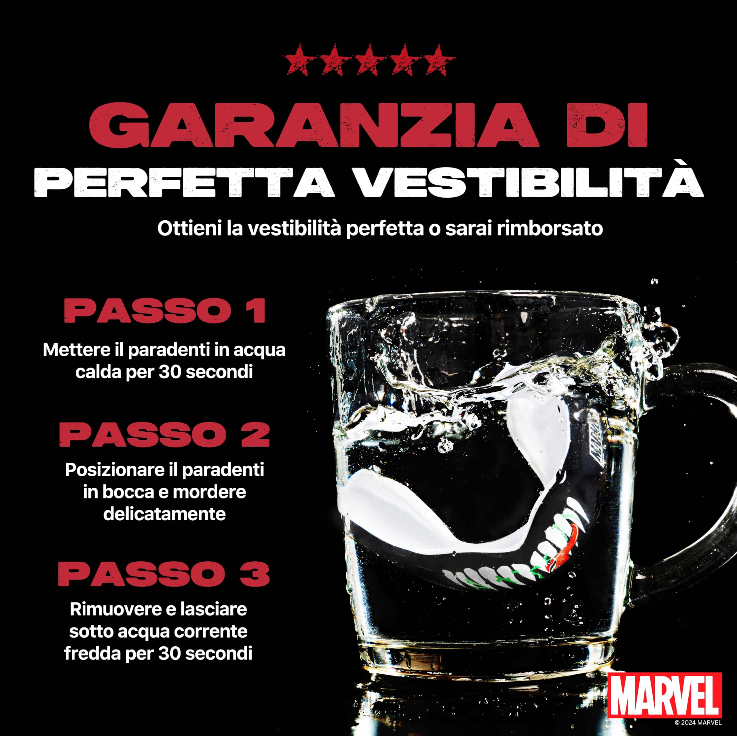 Marvel Venom Paradenti Sportivo Adulti e Bambini Contatto Completo per Tutti Gli Sport, tra Cui Rugby, MMA, Hockey, Judo Arti Marziali e Boxe