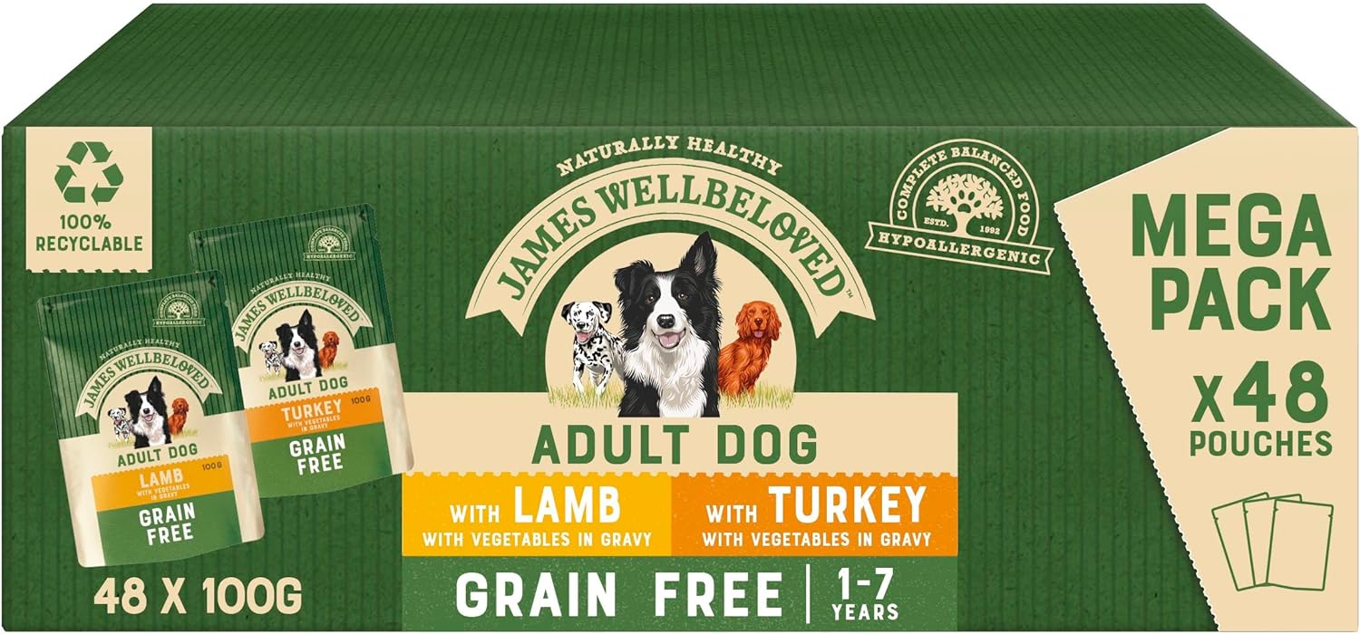 James Wellbeloved Adult Grain Free Turkey and Lamb in Gravy 48 Pouches