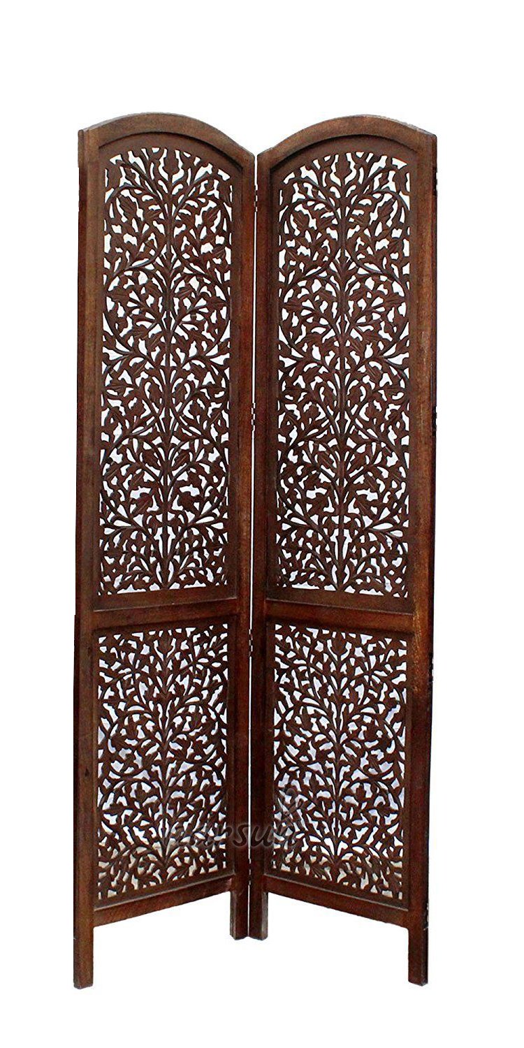 Aarsun Wooden Handcrafted Room Divider/Partition (2 Panel, Brown 1)