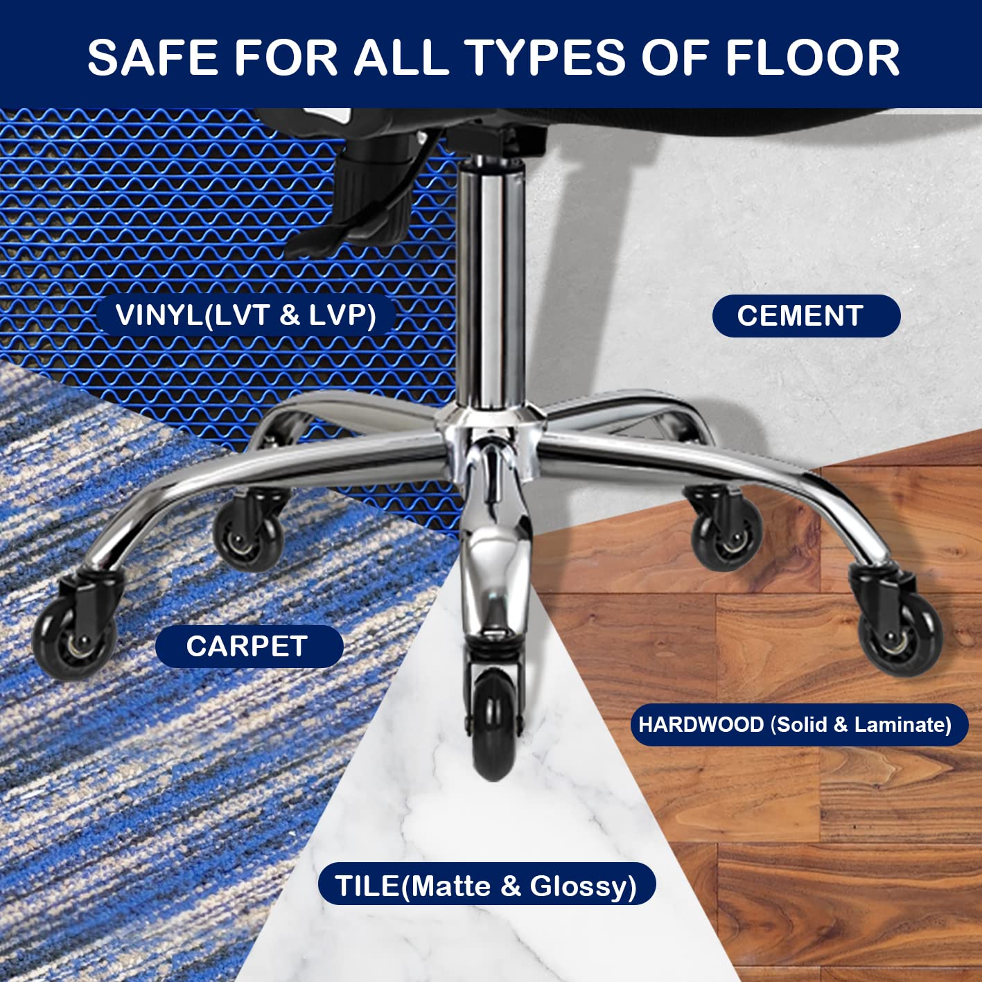 Herman Miller Aeron 5-Pack RGB Light-Up Office Chair Casters