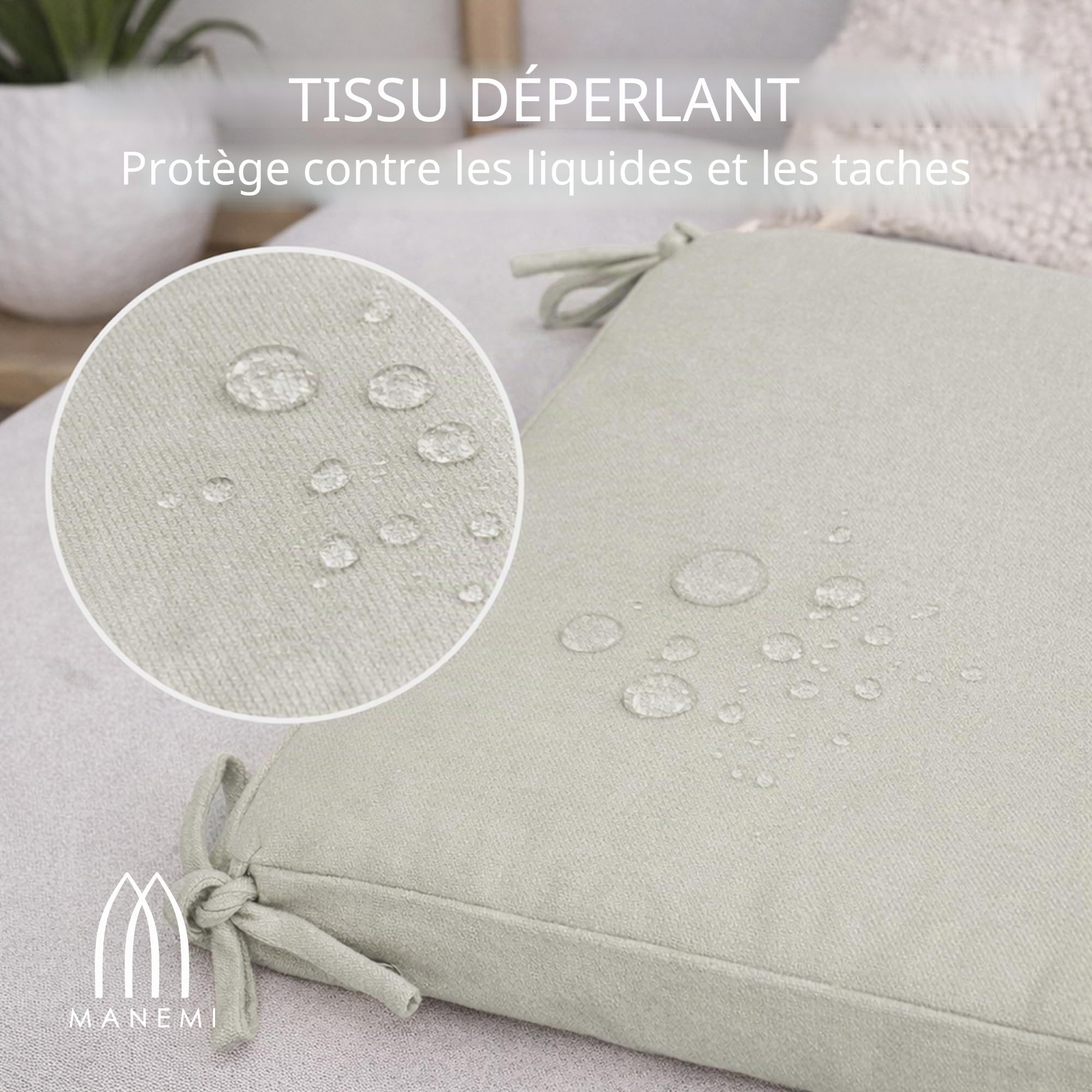 Lot de 6 coussins pour chaise 45 x 45 x 5 cm | Imperméable et facile à nettoyer | Avec sangles de fixation | Housse avec fermeture éclair amovible | Utilisation intérieure et extérieure | Idéal pour