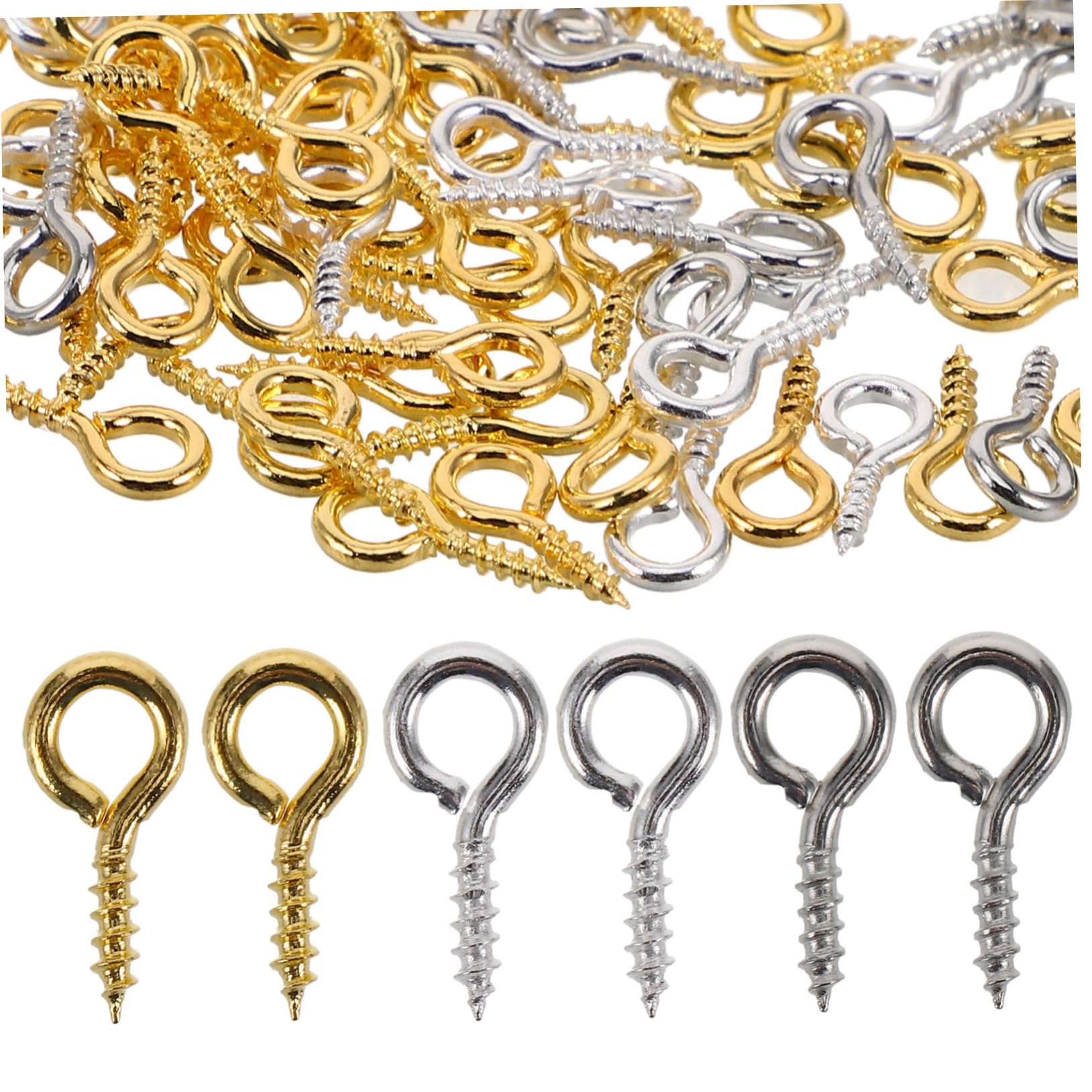 PRETYZOOM DIY Crafts Screw Metal Eye Bolt Hooks for Jewelry Making for Bracelets Necklaces