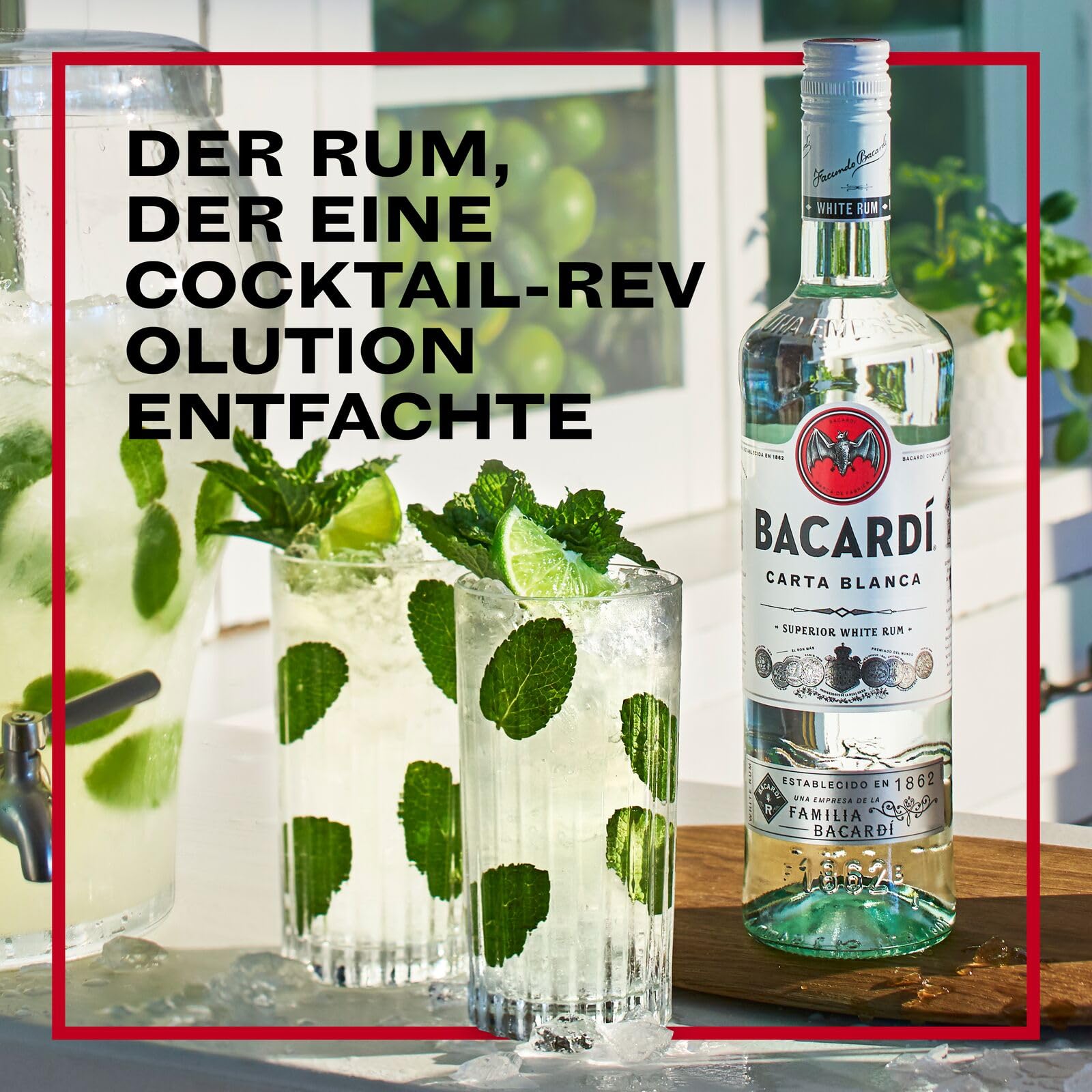 BACARDI Carta Blanca Superior White Rum - 70 cl/700 ml, 37,5 Vol-% - Legendärer Weißer Karibik-Rum, Perfekt zum Mixen und für Cocktails
