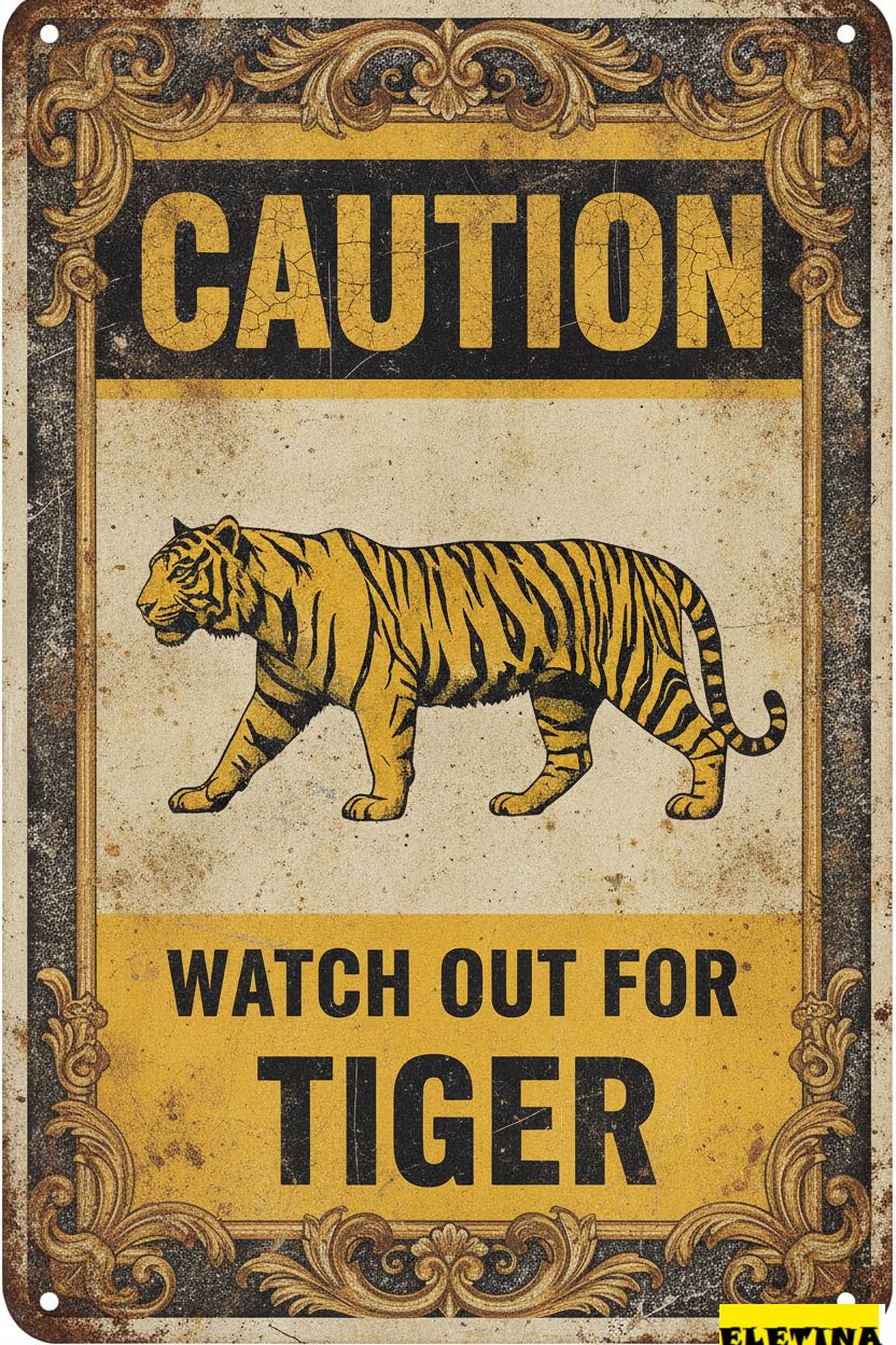 Tin Sign for Man Cave Caution Watch Out Tiger You Have Been Warned Aluminum Metal Tin S Door Warning Zoo Fence Gate Yard Home Wall Decor 8x12 Inch Private Property Decorative