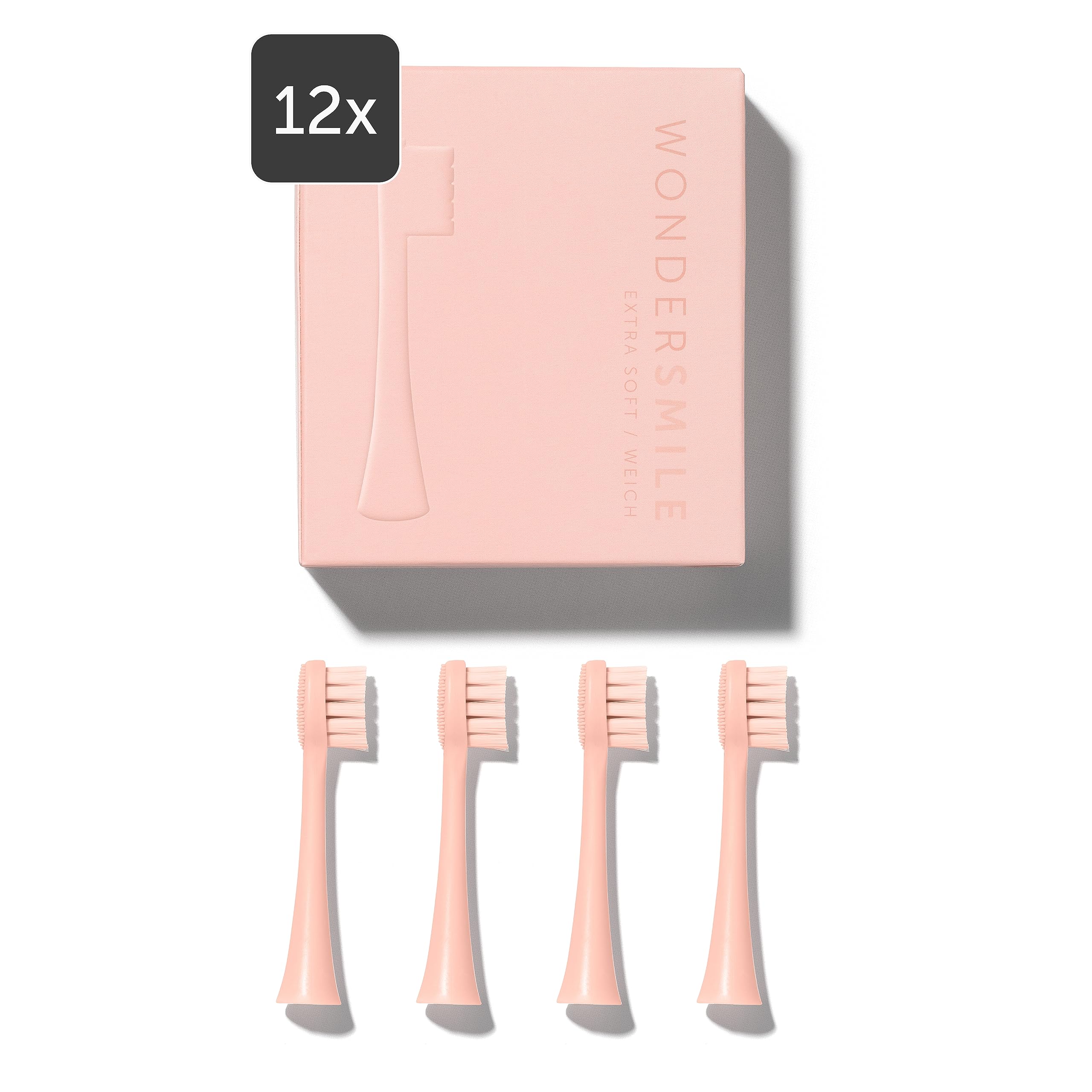 Wondersmile Ersatzbürsten Schallzahnbürste (Soft, Atomic Rose, 12er Pack) - Bürstenköpfe für Wondersmile Schallzahnbürste