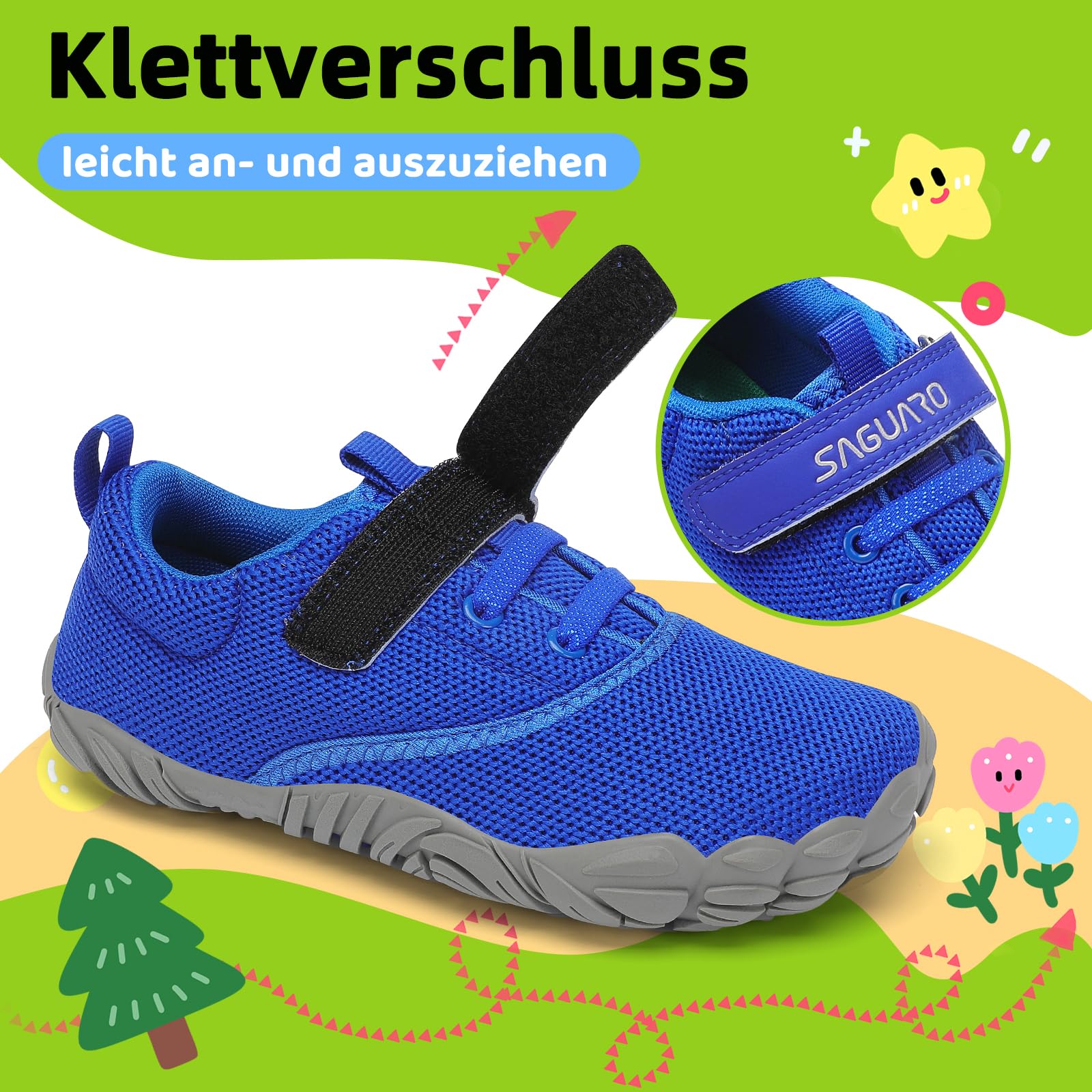 SAGUARO Kinder Barfußschuhe Leicht rutschfest Traillaufschuhe, Gr. 24-36