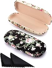 Weewooday 2 pcs hard shell glasses case Flower Glasses for Women Floral Retro Portable Eyeglass Box