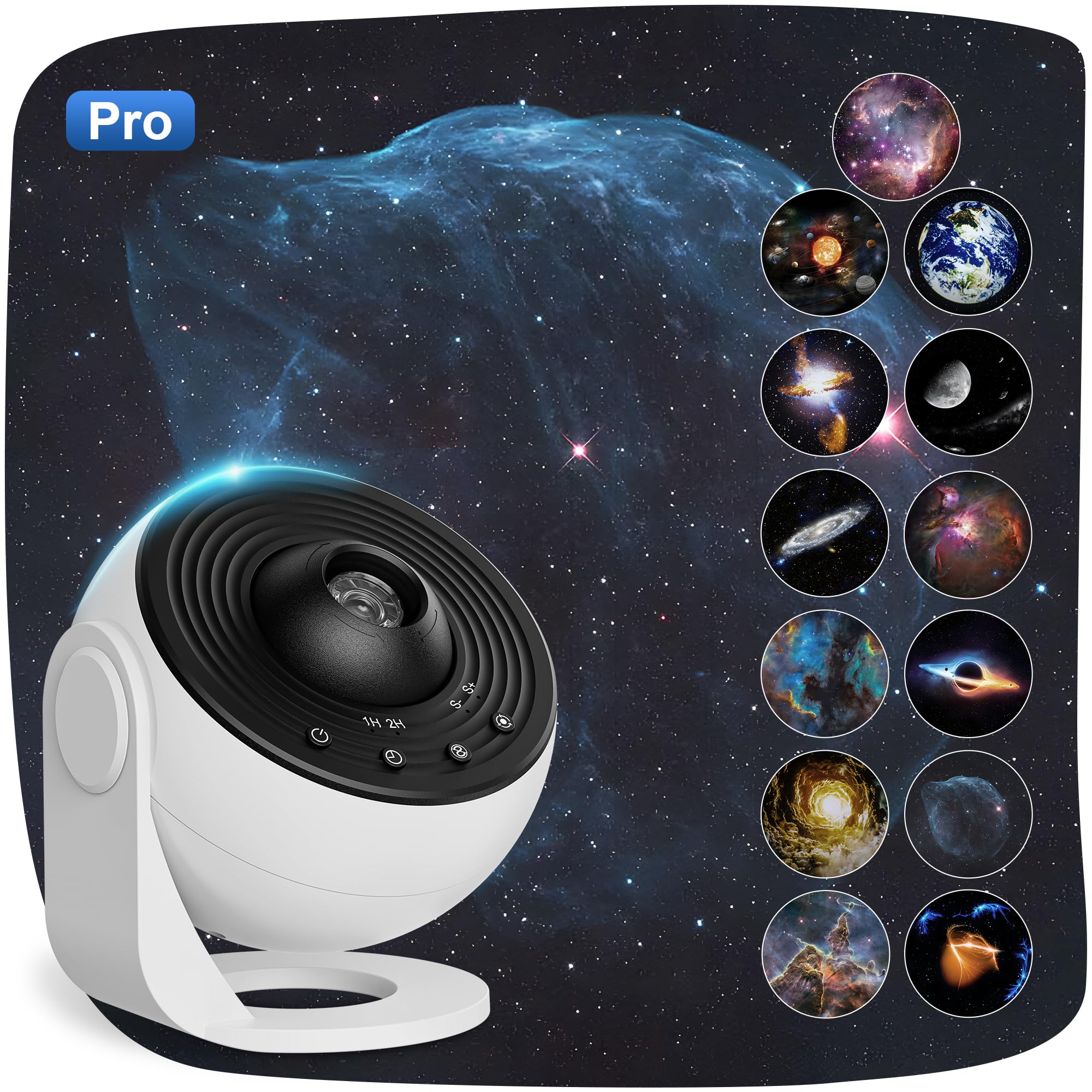 Galaxy Projector Pro, 13 in 1 Planetarium Star Projector with 12 Film Discs, 360° Starry Sky Night Light Nebula Lamp, Celestial Night Light for Adults Kids Bedroom Decoration