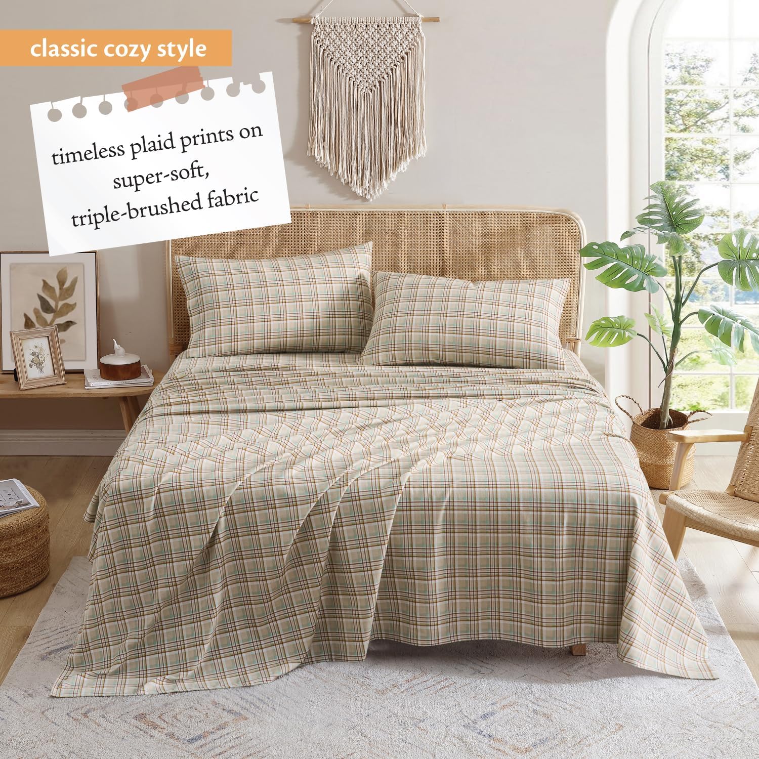 Indigo Ink Queen Size 4-Piece Sheet Set - Fitted & Flat Sheets & Pillowcases | Medium Weight | Soft & Breathable | Durable & Wrinkle Resistant | Deep Pocket Sheets | Ethan Collection, Multicolor