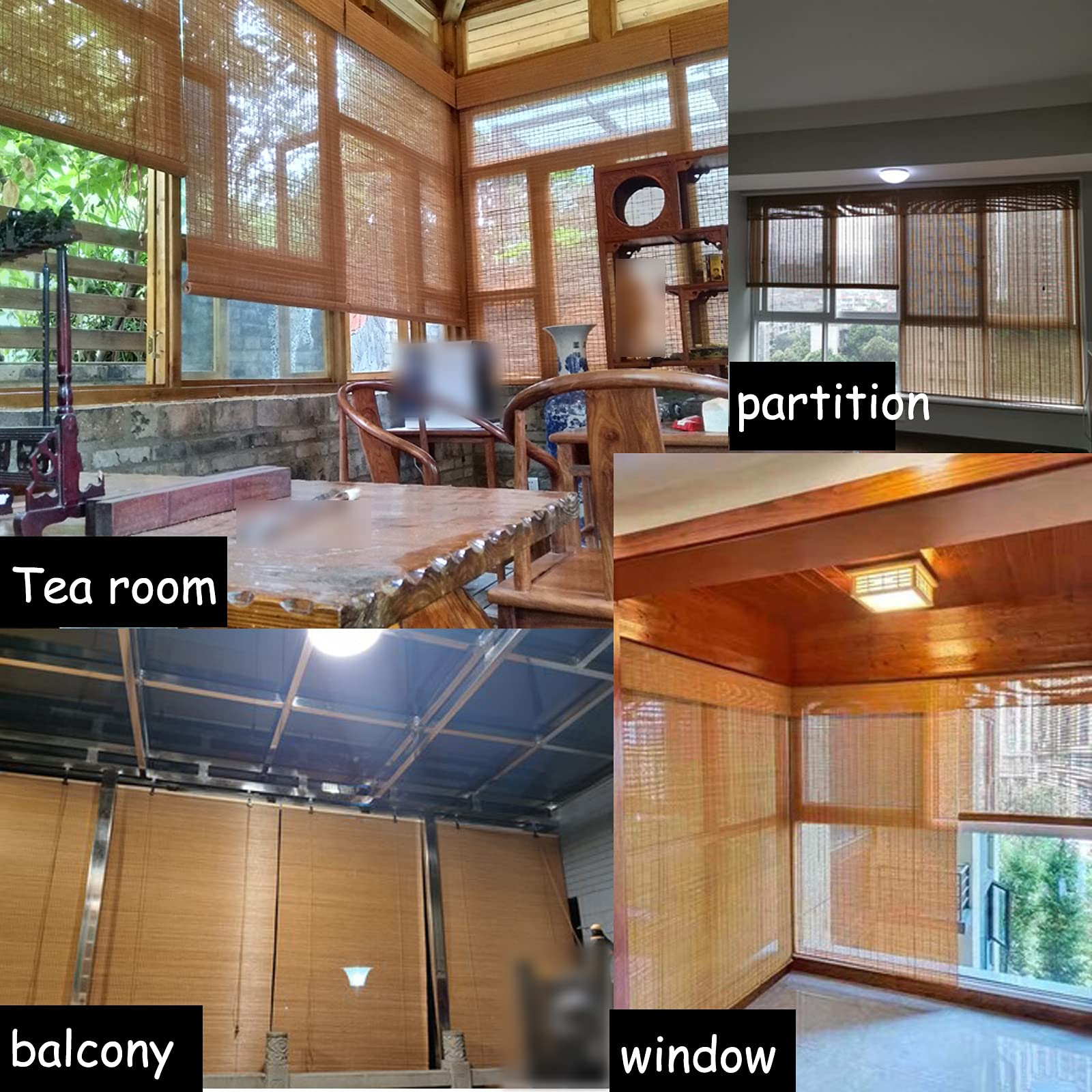 Store À Rouleau en Bambou Naturel,Bamboo Blind,95% de Protection Solaire,Volets Roulants en Bambou Filtrant la Lumière,pour Extérieur/Intérieur,Contrôle de la Lumière (W140xH250cm/55x99in)