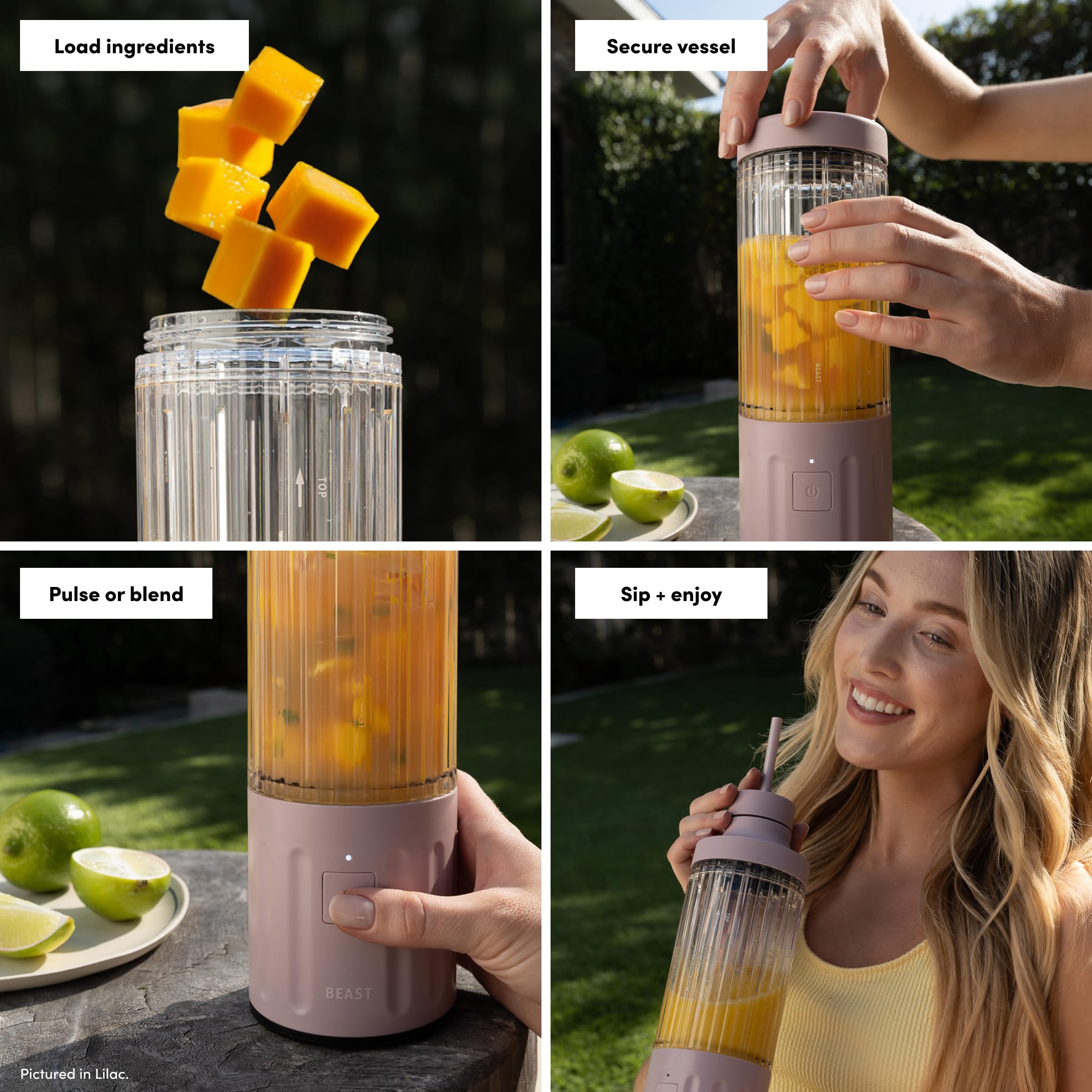 Beast GO Cordless Premium Portable Blender for Shakes & Smoothies 22oz Blending Vessel Blends Ice & Frozen Fruit Rechargeable USB-C Battery Drinking Lid and Straw System Carbon Black product thumbnail 6