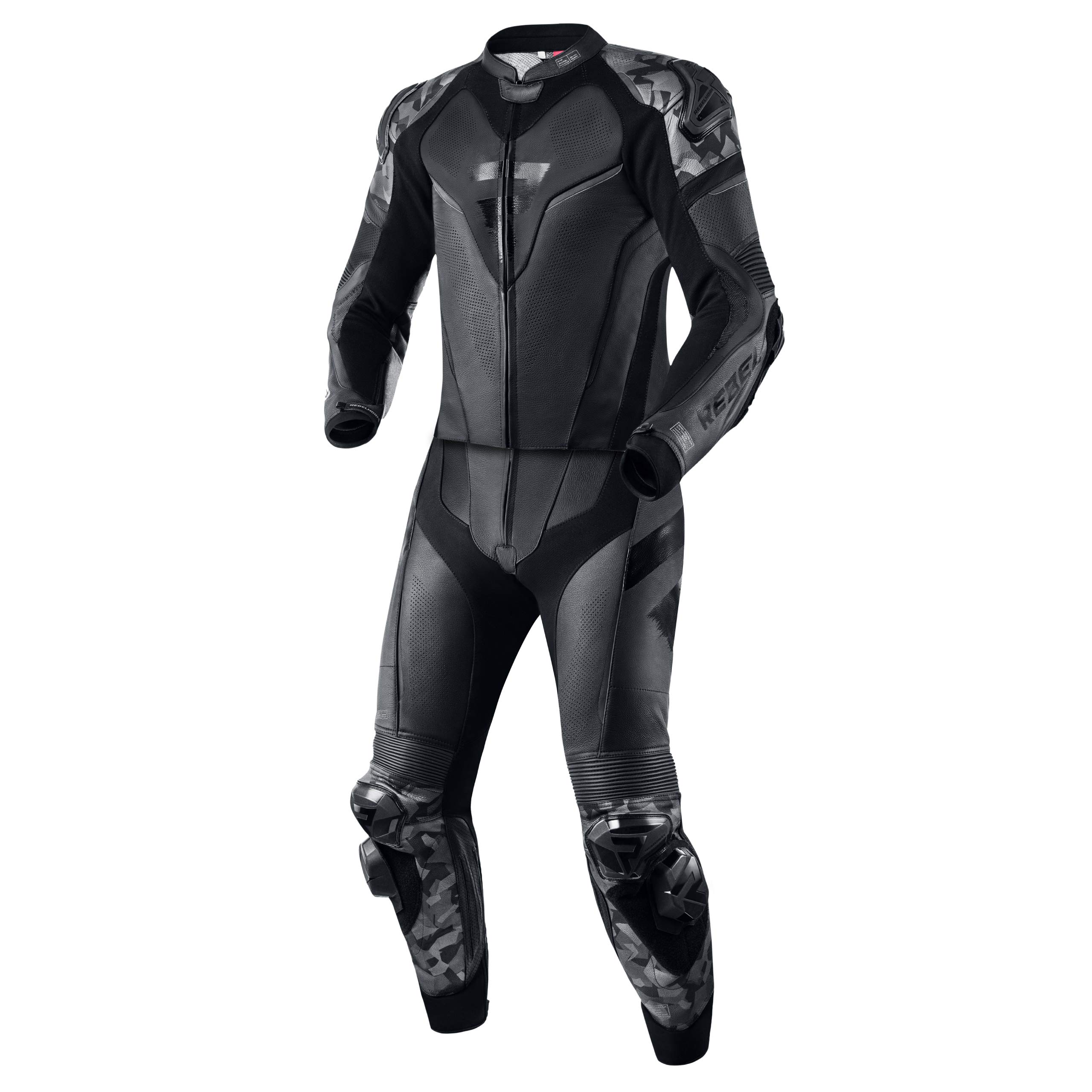 REBELHORN Rebel Pantaloni da Moto Uomo | Pelle | Protezioni per Ginocchia, Fianchi e Coccige | Slider Ginocchio Intercambiabili | Pannelli Forati | Taglie Fino alla 58