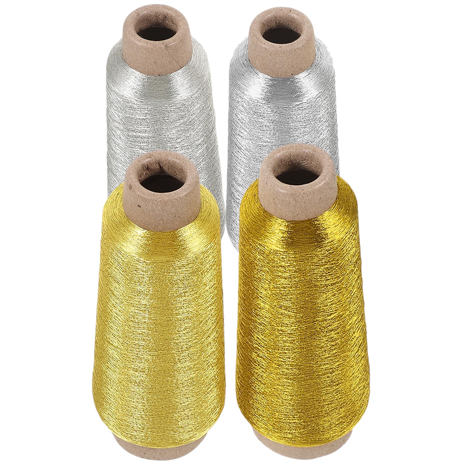 Housoutil Filo da Ricamo per Decorazioni D'interni e Principianti Dorato e Argentato 4 Pezzi di Filati Leggeri in Lana, Facile da Trasportare per Lavori Artigianali Diy