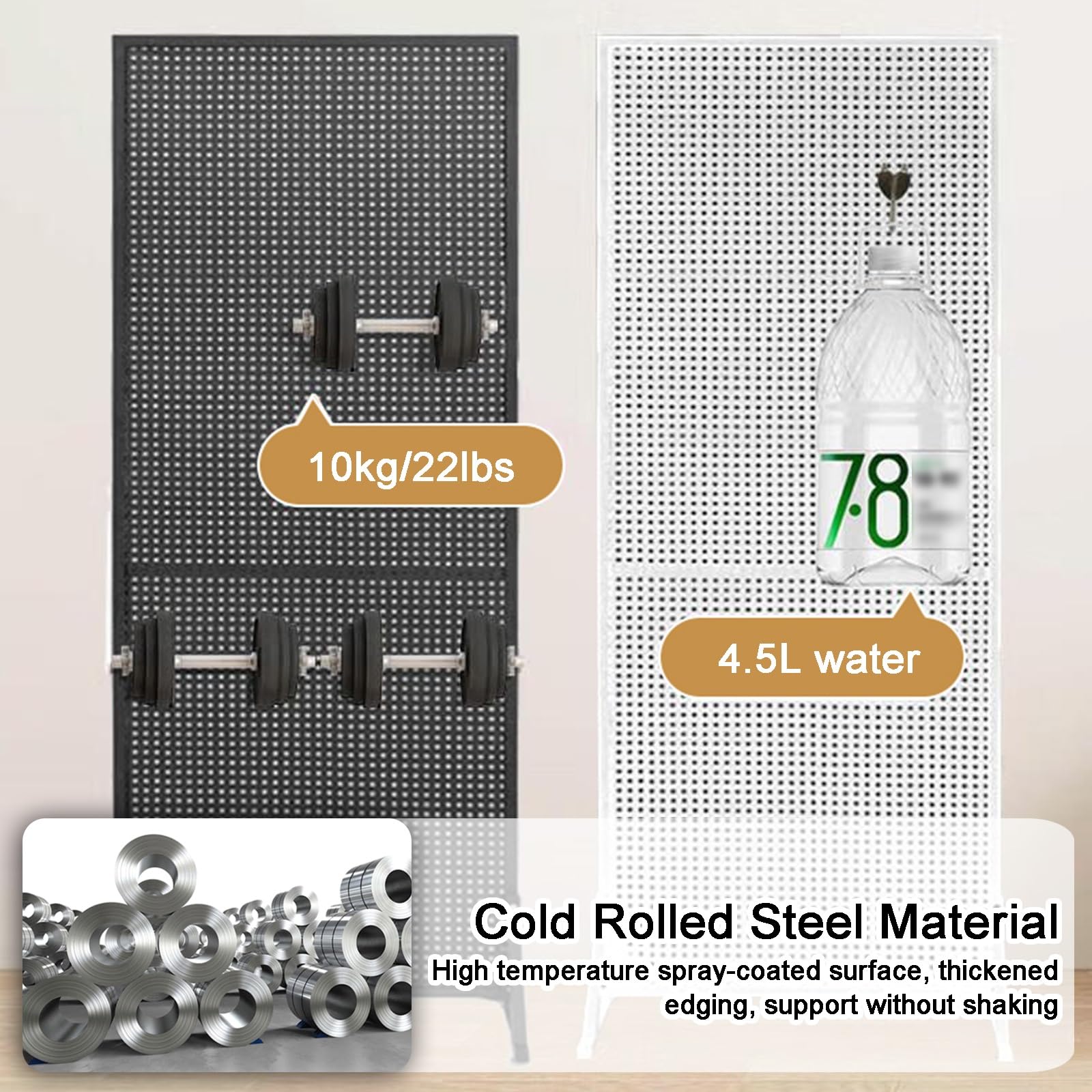 Expositor de Tablero Perforado metálico Negro de pie con 20 Ganchos, Soporte de Doble Cara para supermercado, almacén y Taller - 50 x 100 cm/20 x 39 Pulgadas