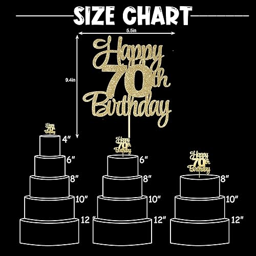 Miniatura 2 de Decoración para tarta de cumpleaños número 70  Decoración para tarta de 70 aniversario, decoración de pastel de 70 cumpleaños, decoración dorada