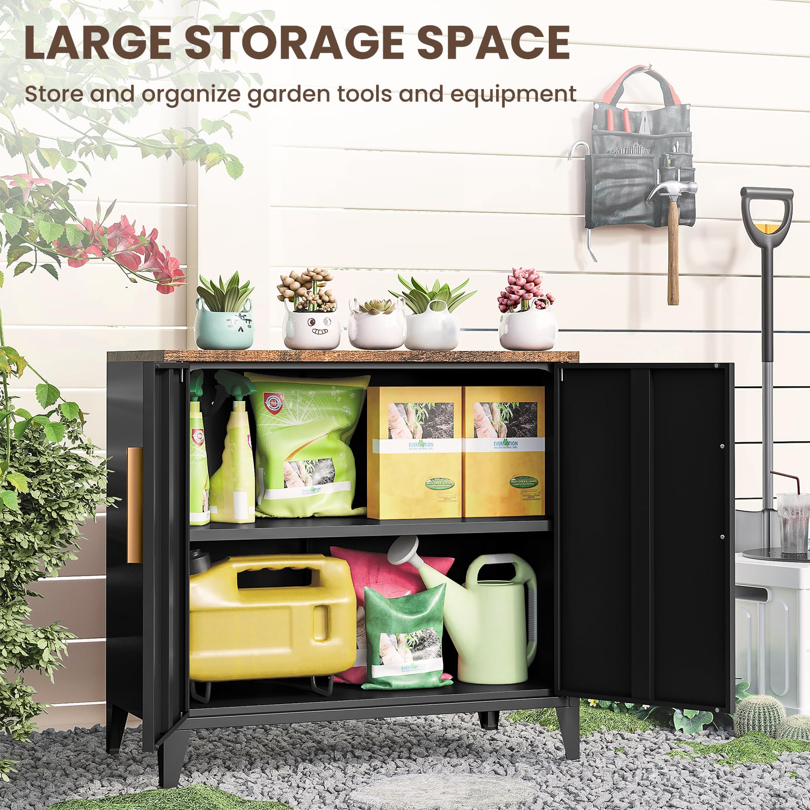 Sightlife Armadio in metallo, mobili da esterno, credenza in metallo, da cucina, da balcone, da giardino, da corridoio, ripiano regolabile, 40 x 80 x 76 cm