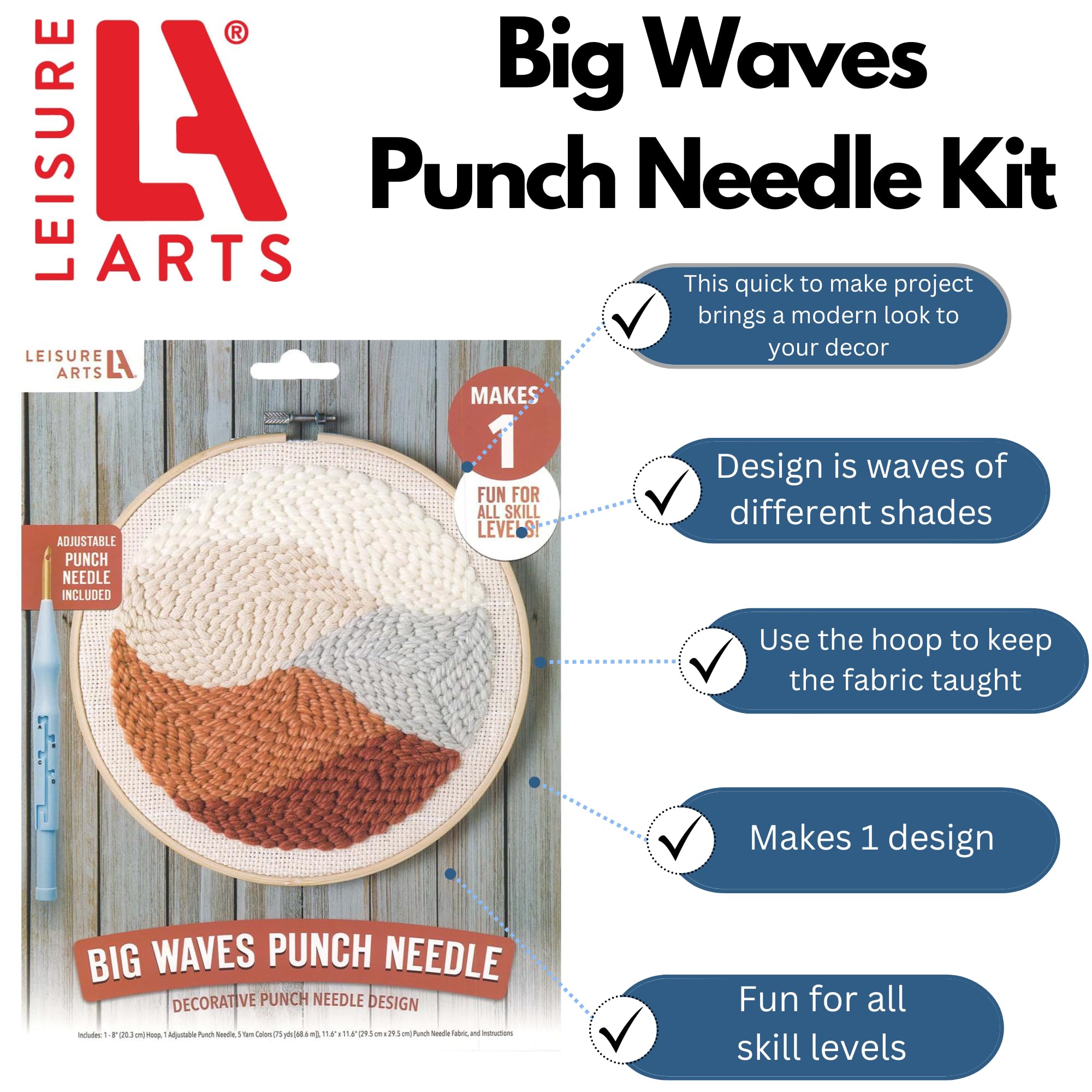 Leisure Arts Mini Maker Punch Needle Kit, Copper