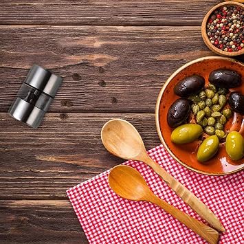 Spice Mill - Small Salt Crusher, Manual Stainless Steel Condiment Mill | Compact Pepper Cone Greener Shaker, Portable Salt Shaker Dispenser, Stainless Steel Body Ceramic Grinding Core for Home Hotel
