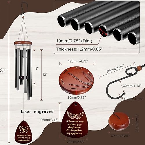 Miniatura 6 de Campanillas de viento conmemorativas para la pérdida de un ser querido, campanillas de viento para exteriores, campanillas de viento de