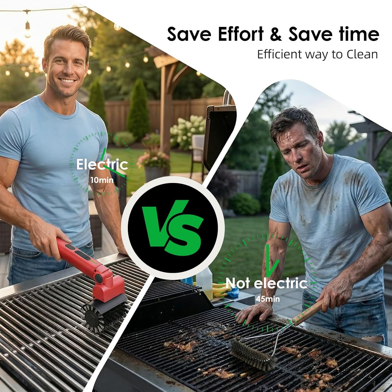 Electric BBQ Grill Brush Rechargeable, 3 Powerful Speed Rechargeable Electric Grill Brush for Outdoor Grill, 90° Adjustable, Stainless Steel Rotary Brush Head, Automatic Grill Cleaning Brush