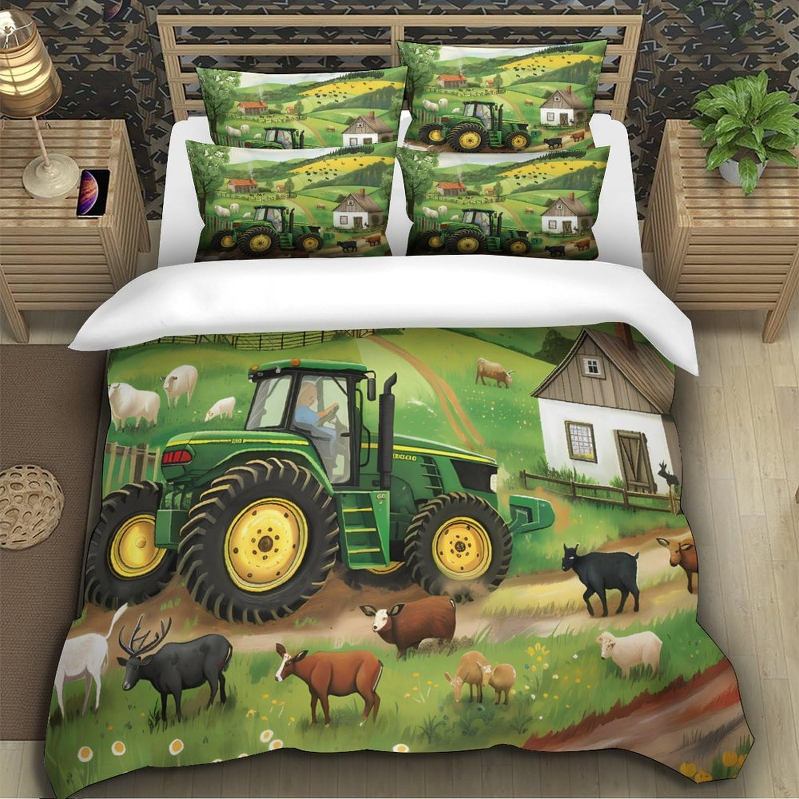 Traktor Bettwäsche Set Kinder 3D Motiv Weiche Mikrofaser