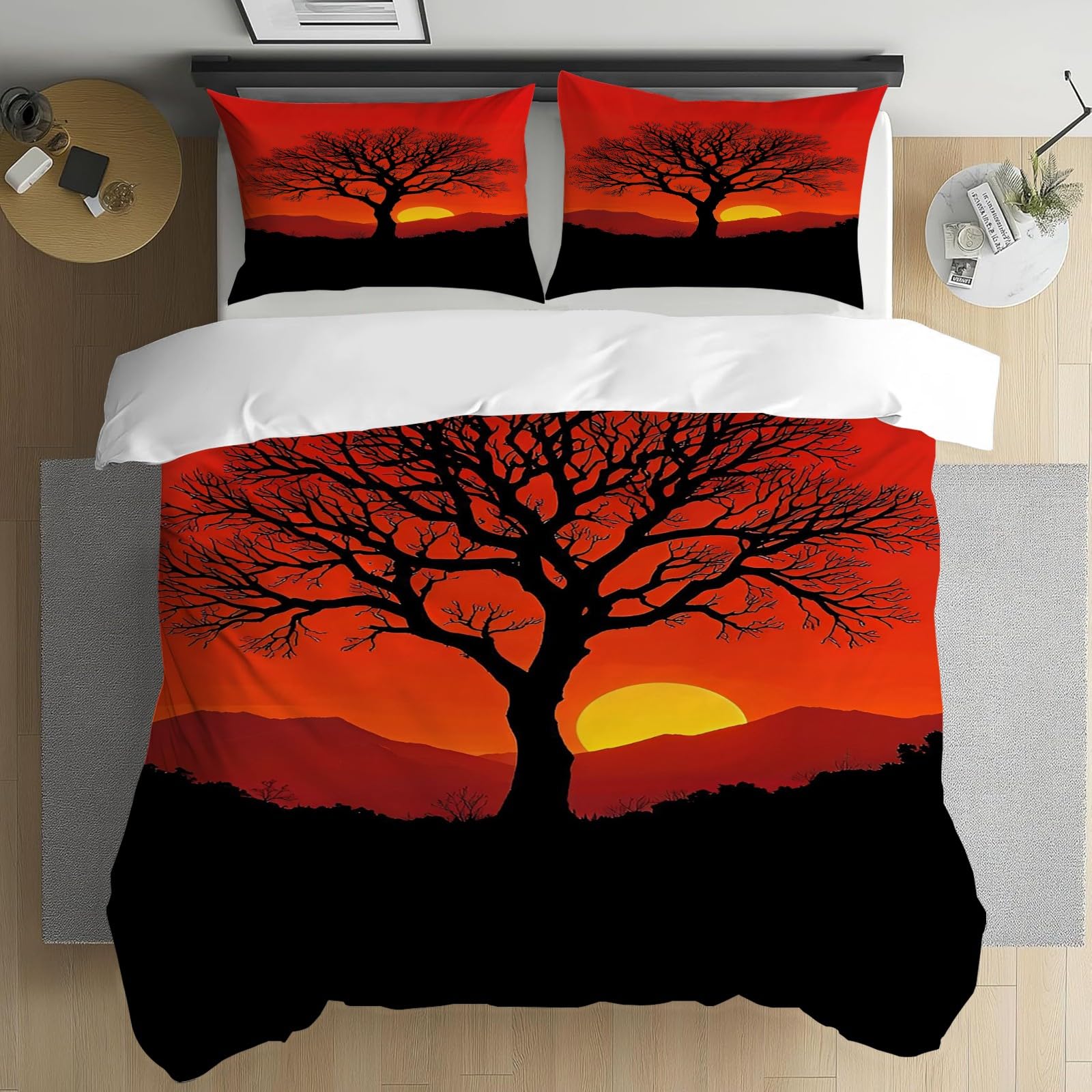 Housse de couette arbre de vie grand confort parure de lit 2 personnes douce et respirante