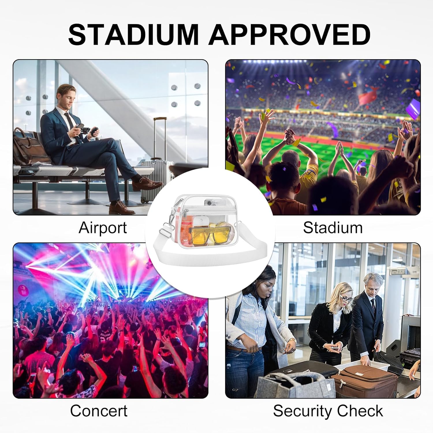 Clear Bag for Stadium Events Clear Sports Fan Handbags Purses with Adjustbale Strap for Concerts Festivals Game Day - Image 6