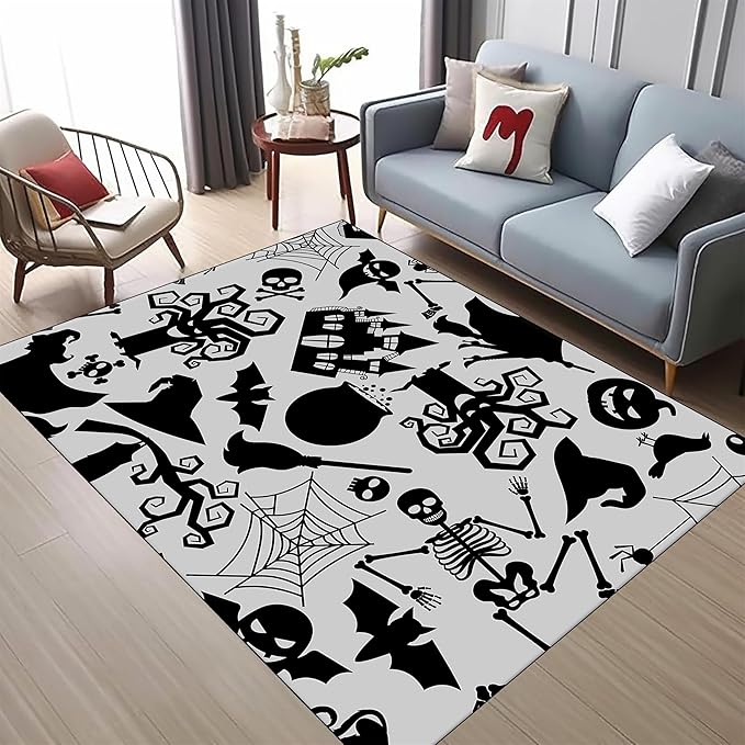 RUGROOM Halloween Rugs Gothic Rugs Smiley Pumpkin Spooky