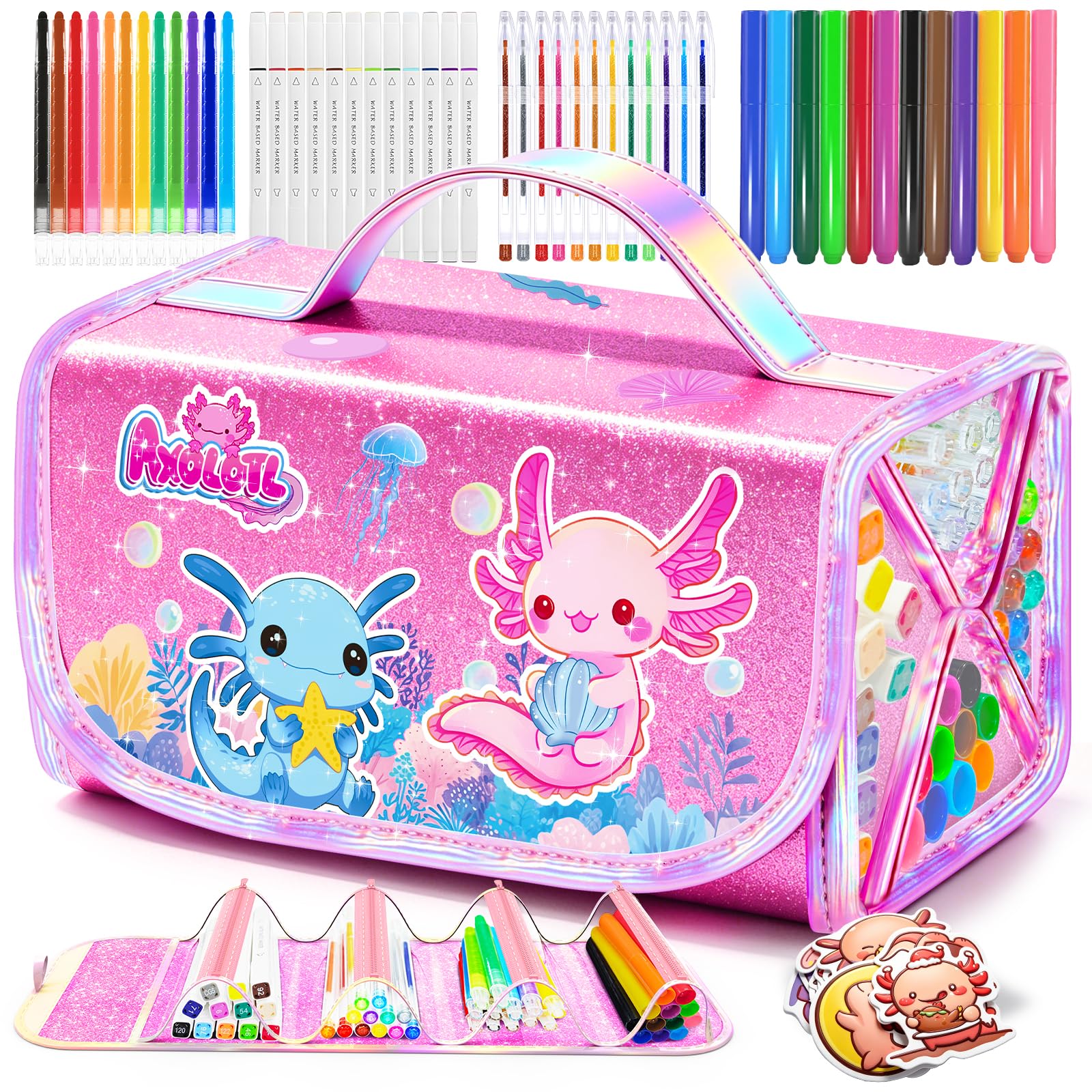 70 Pcs Washable Markers Set for Kids 4-8, Axolotl Art Set Gifts