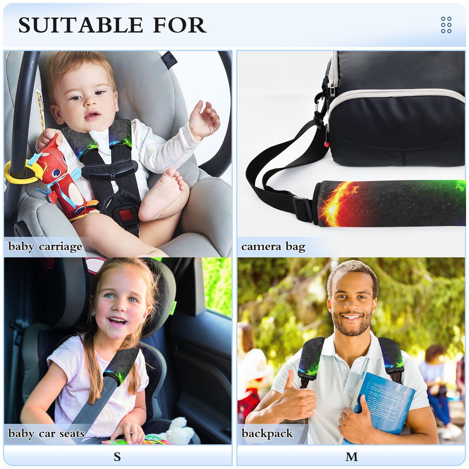 Copricinture Di Sicurezza Morbidi Per Auto - Confezione Da 2, Taglia M (10x19,6 Cm) - Proteggi Spalle E Collo Dall'Attrito - Accessorio Universale In Flanella Arancione