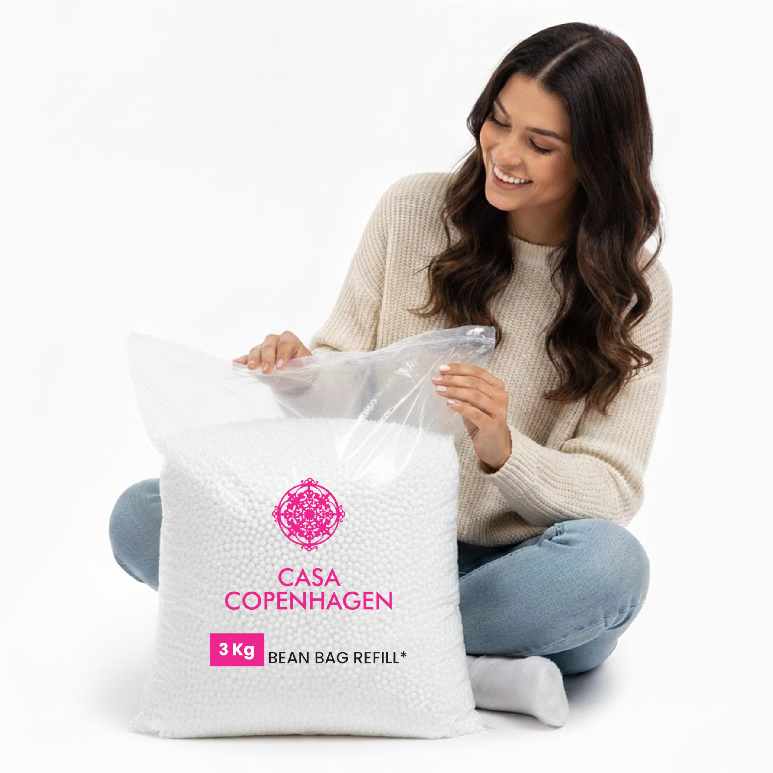 Casa Copenhagen Premium Virgin Grade Thermocol Balls Refill for Pillows, Sofa, Bean Bags, Soft Toys & Beans for Bean Bag Refill 3 Kg (White)-image-32