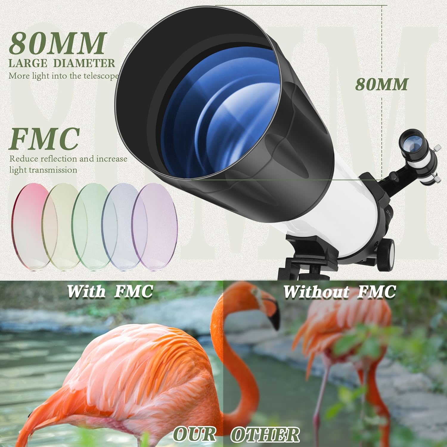 Telescope, 80mm Telescope for Adults Astronomy Professional, Portable 600mm Refractor Telescope for Beginners Kids with Fully Coated Optical Lenses, Adjustable Tripod, Carrying Bag and Phone Adapter Telescope 80600