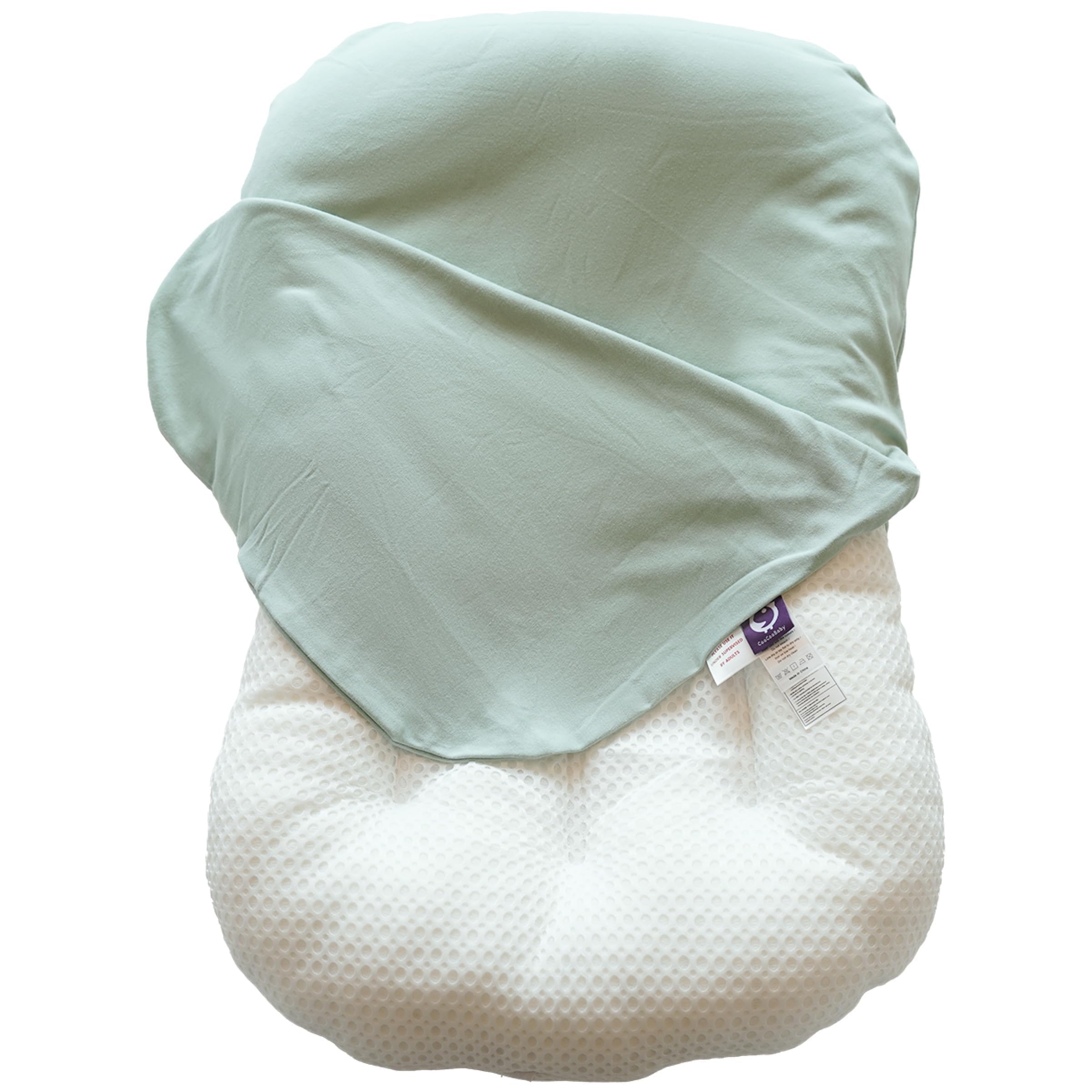 CooCooBaby Infant Lounger, Baby Nest Cover for Baby Girls & Boys, Newborn Essentials for Baby 0-12 Months, 100% Cotton Breathable, Portable Travel Bed (Sage Green)