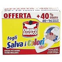 Omino Bianco – Fogli Salva Colore, Struttura a Nido d’Ape, Catturano il Grigio e i Colori Dispersi nel Lavaggio, 40 Pezzi + 16 Omaggio