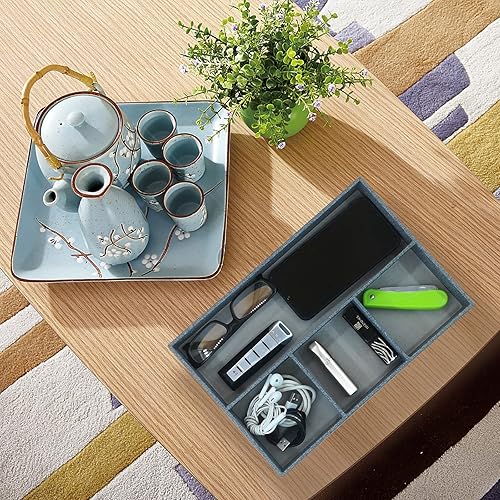 Miniatura 6 de Organizador de almacenamiento de escritorio, mesita de noche o estante de almacenamiento, bandeja de cuero, bandeja de valet, organizador de