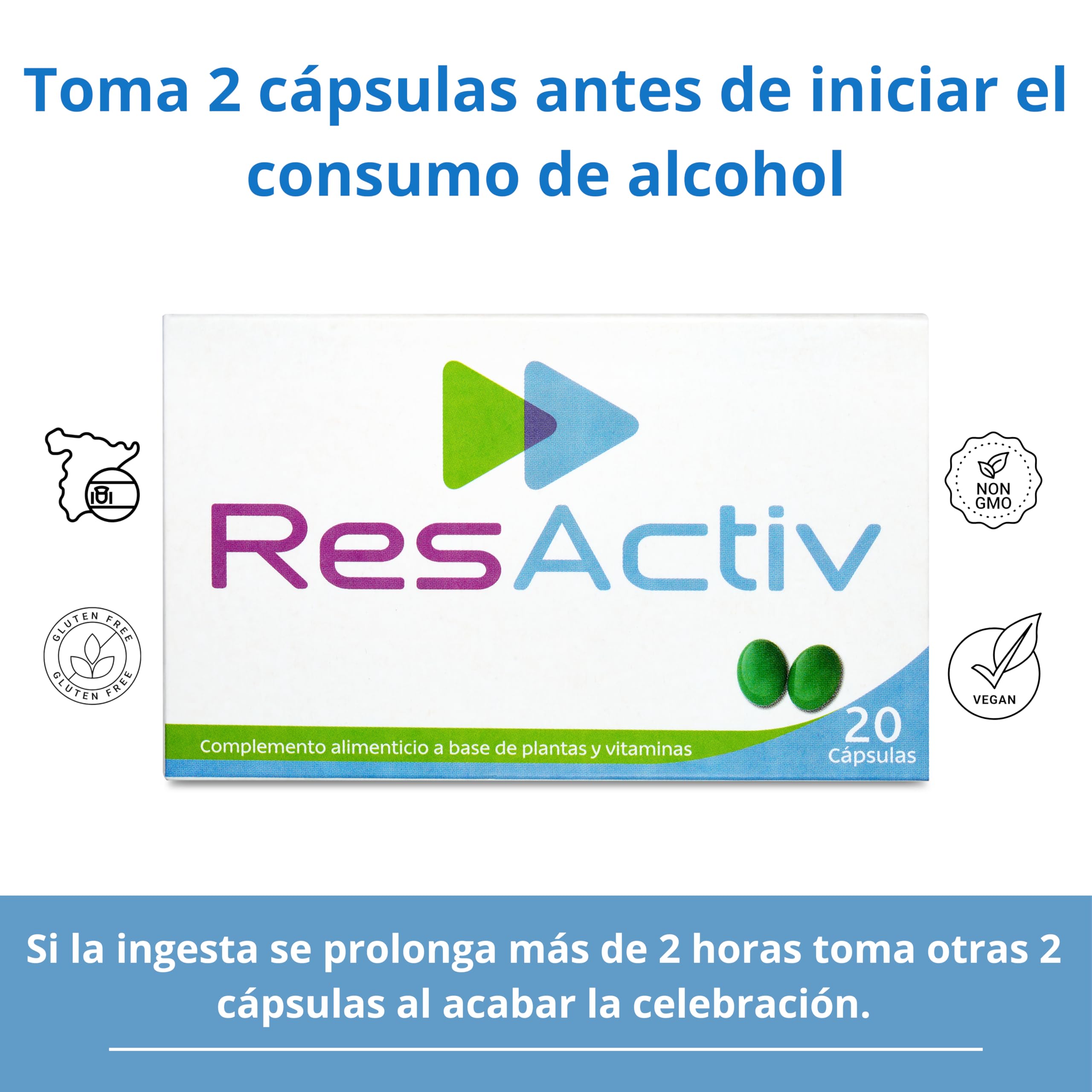 Anti Resaca Protector Hepatico Natural con Cardo Mariano, Silimarina, Granada y Vitaminas A, C y E - Protege Durante la Ingesta y Elimina los Efectos Posteriores - 60 Pastillas Resaca