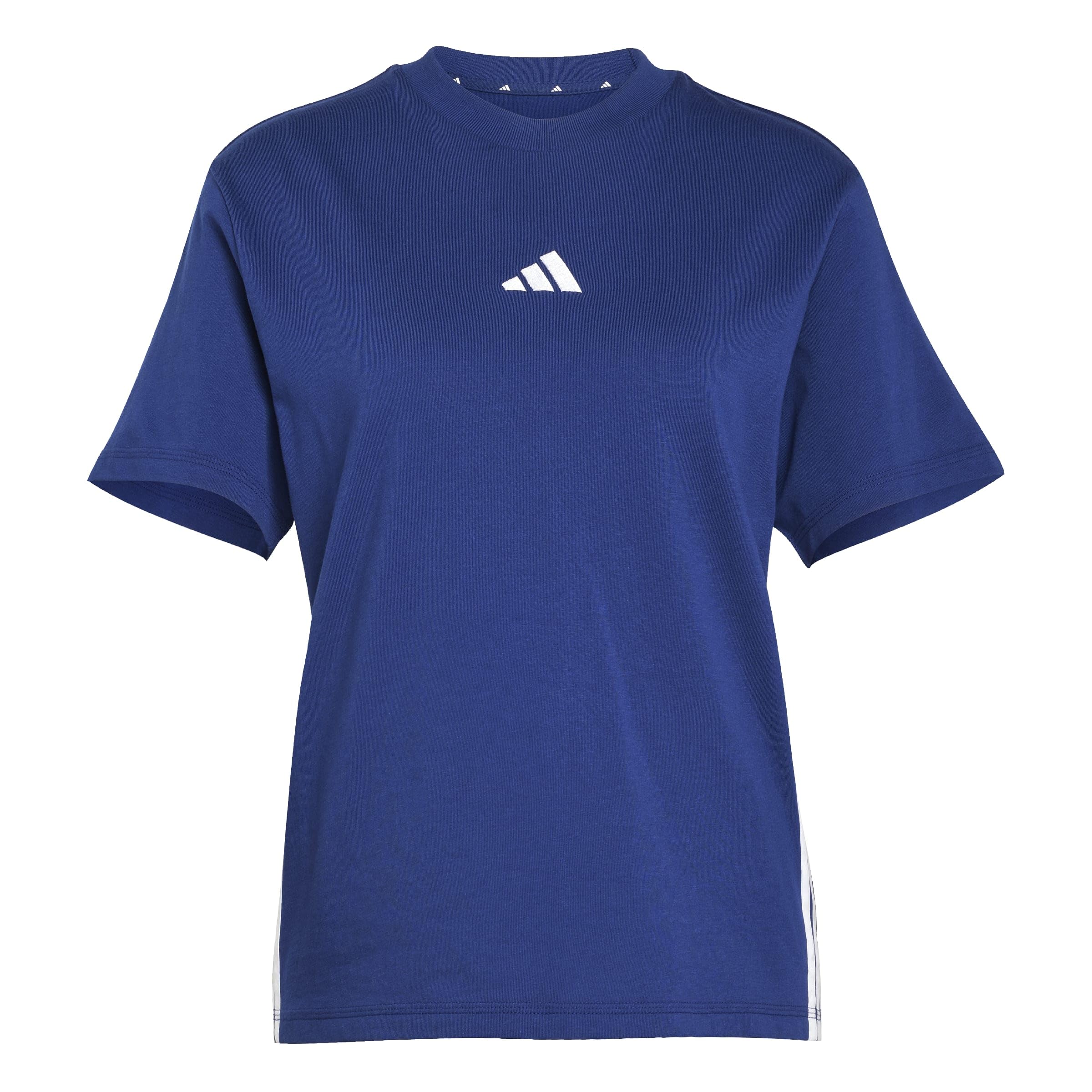 adidas Women's Essentials 3-Stripes Cotton T-Shirt, Dark Blue/White, M