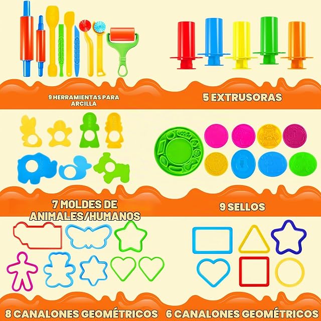 Foto 2 de 8 de JOYIN Herramientas de Plastilina 44 Piezas Moldes Juguetes Educativos Juego de Imitación para Niños Bebé…